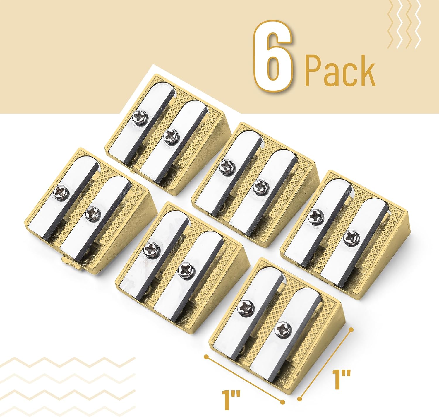 Mr. Pen Handheld Metal Pencil Sharpener - 2 Hole, 6 Pack, Gold