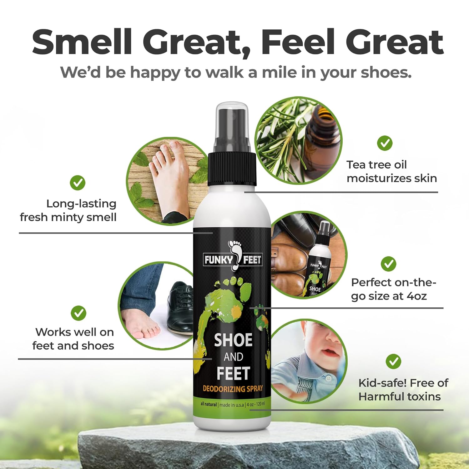 Sho Deodorize Spra Foo Spra 4o Foo Deodoran Extr Strengt Sho Odo Eliminatio Essentia Oil Blen fo Sweat Fee 100 Natura an Organi Mad i USA