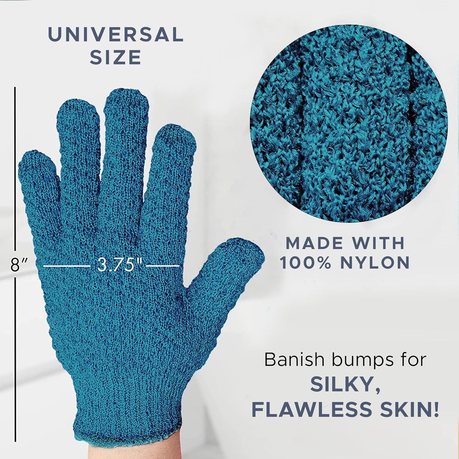 Exfoliating Glove (4 pcs, 2 Pairs) - Medium Shower Gloves for Body Scrub, Exfoliates Removes Dead Skin, Stocking Stuffers for Women and Men