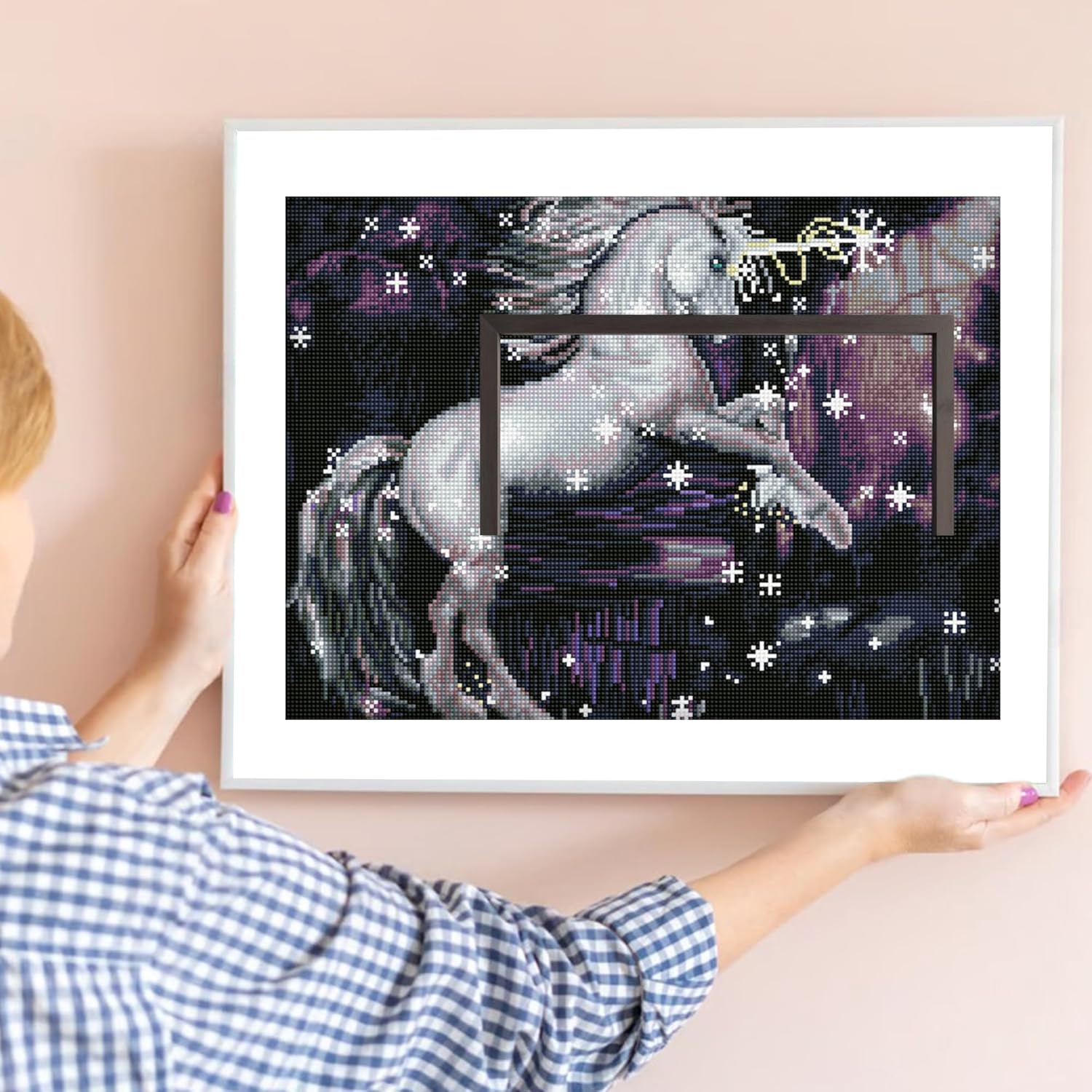 DIAMON DOT Moonligh Danc Unicor Diamon Paintin Kit fo Adult Diamon Ar Kit Relaxin Creativ Craf Ki wit Dot Gem 18.5inchx14.6inch