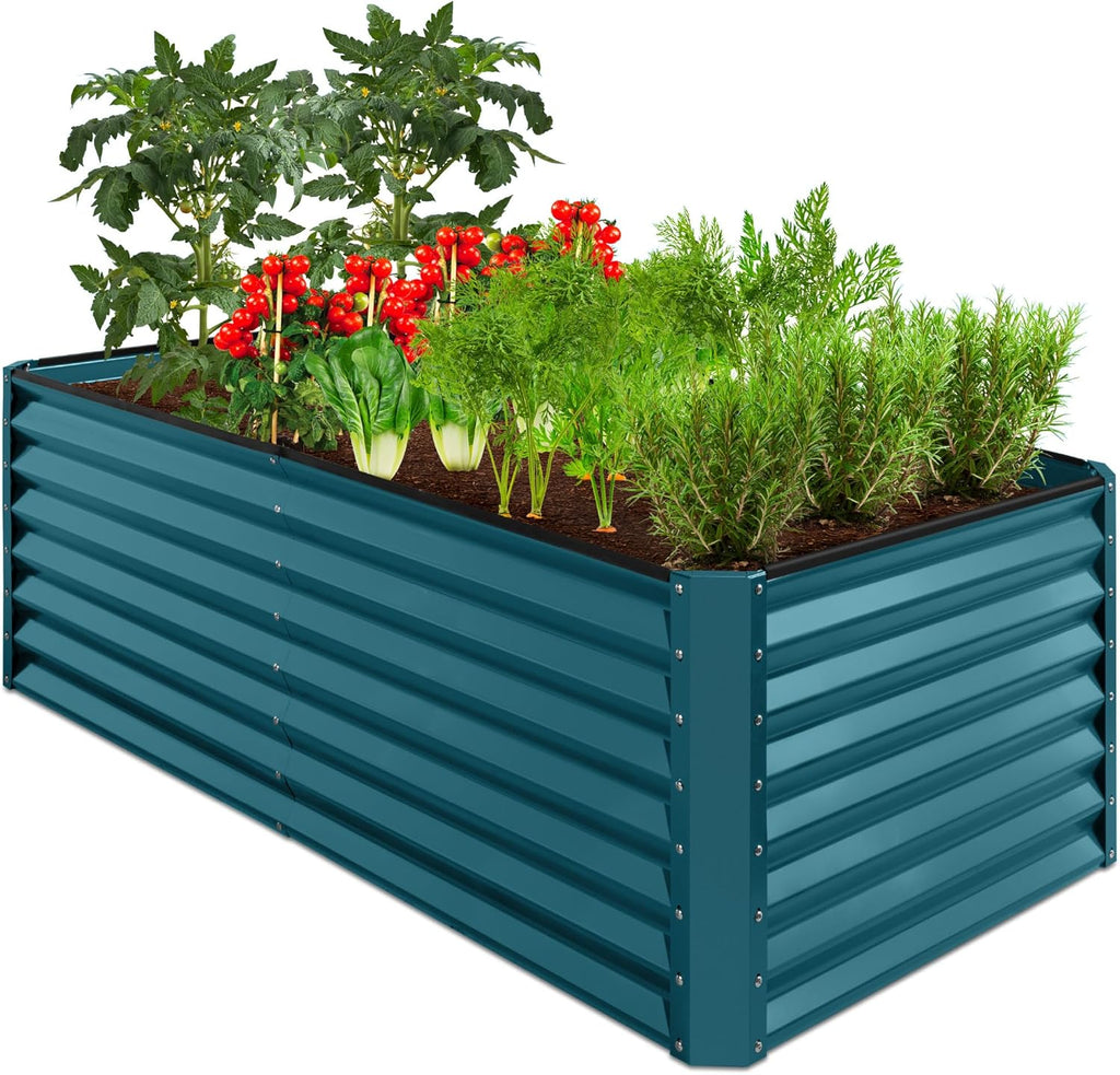 Best Choice Products 6x3x2ft Outdoor Metal Raised Garden Bed, Deep Root Box Planter for Vegetables, Flowers, Herbs, and Succulents w/ 269 Gallon Capacity - Peacock Blue