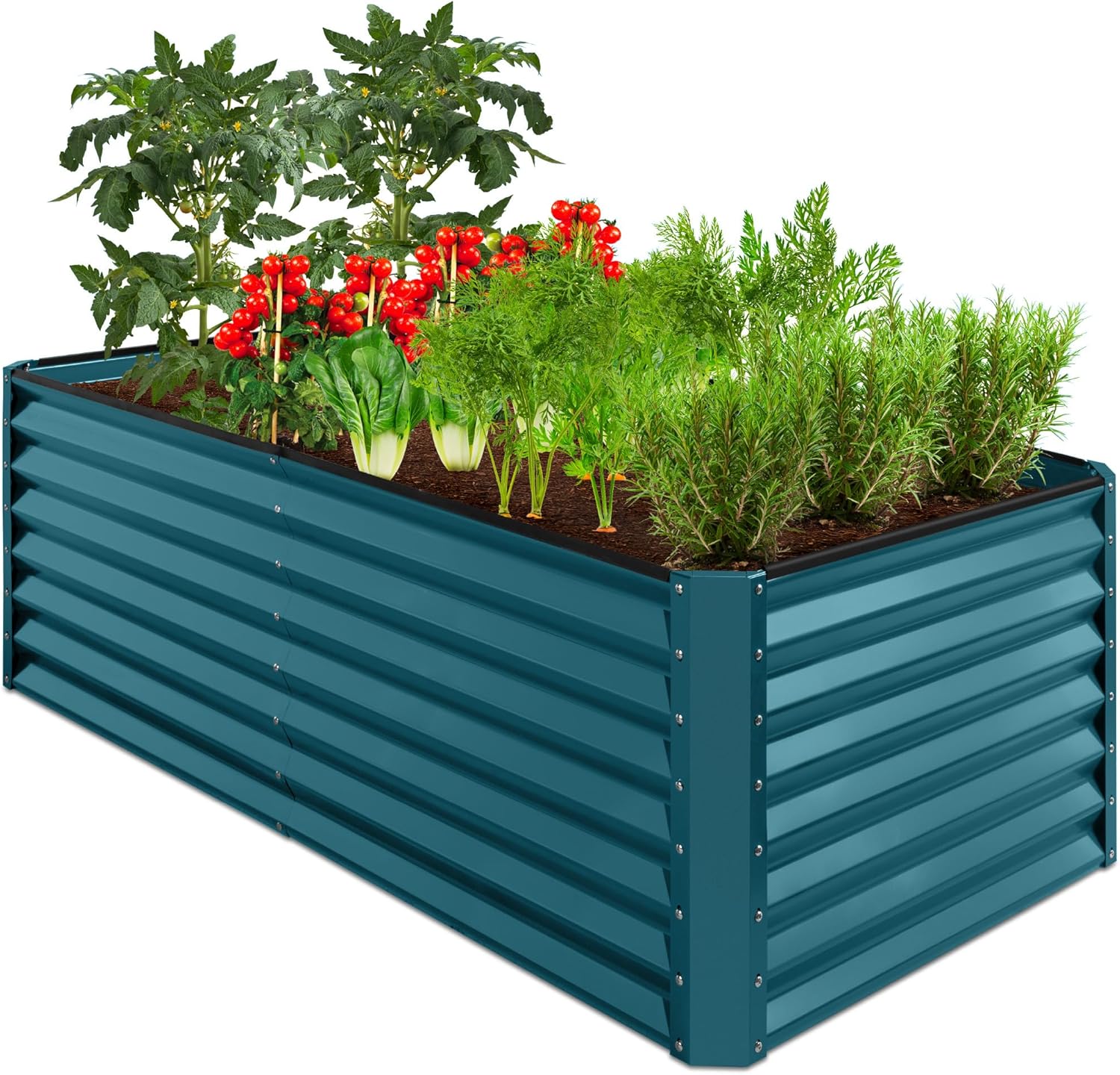 Best Choice Products 6x3x2ft Outdoor Metal Raised Garden Bed, Deep Root Box Planter for Vegetables, Flowers, Herbs, and Succulents w/ 269 Gallon Capacity - Peacock Blue