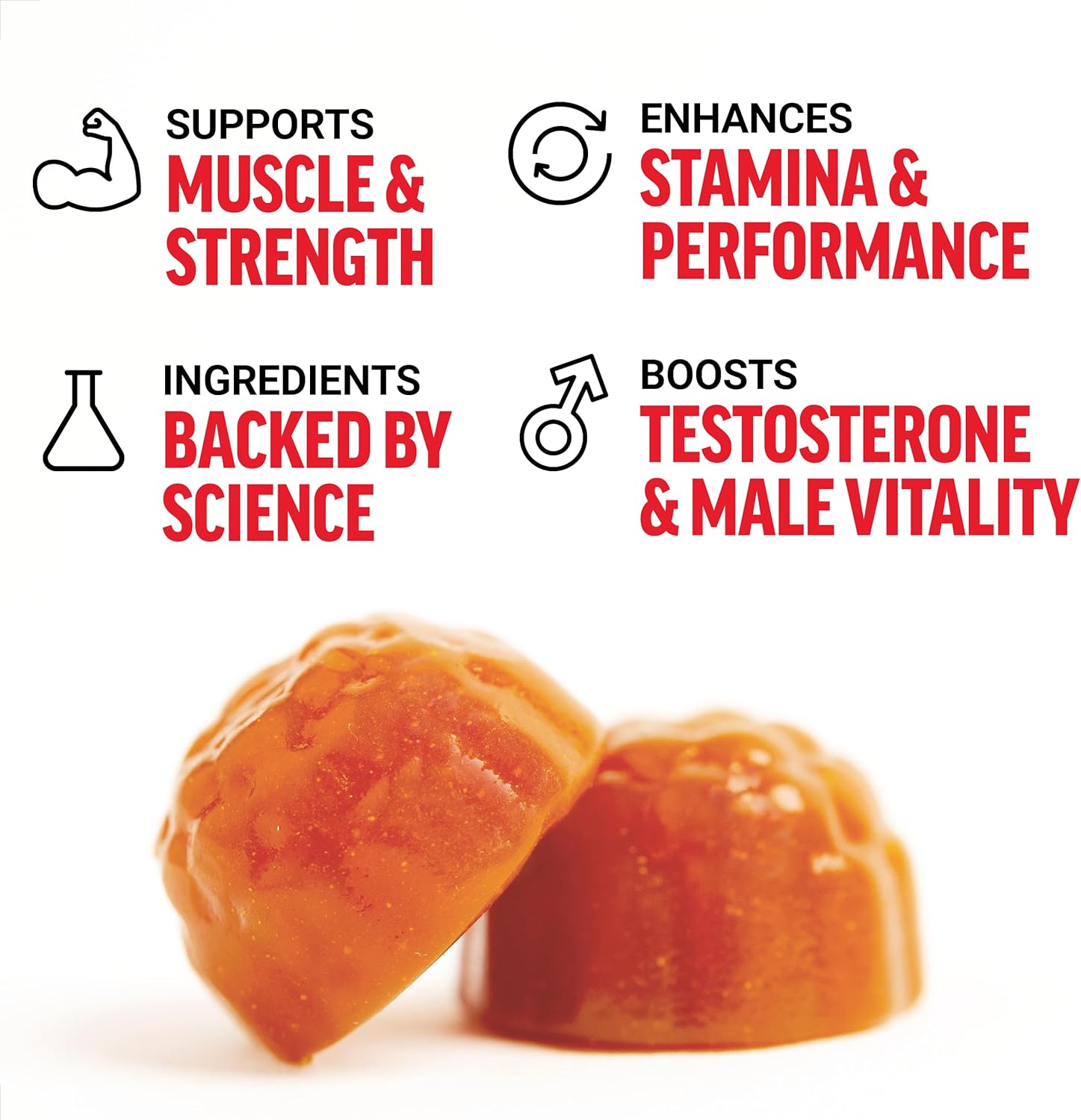 Force Factor Test X180 Gummies Testosterone Booster for Men with Tongkat Ali, Horny Goat Weed, Tribulus Terrestris, Fenugreek, Black Maca, Supplement Men, Berry Punch, 60 Gummies, 1-Pack