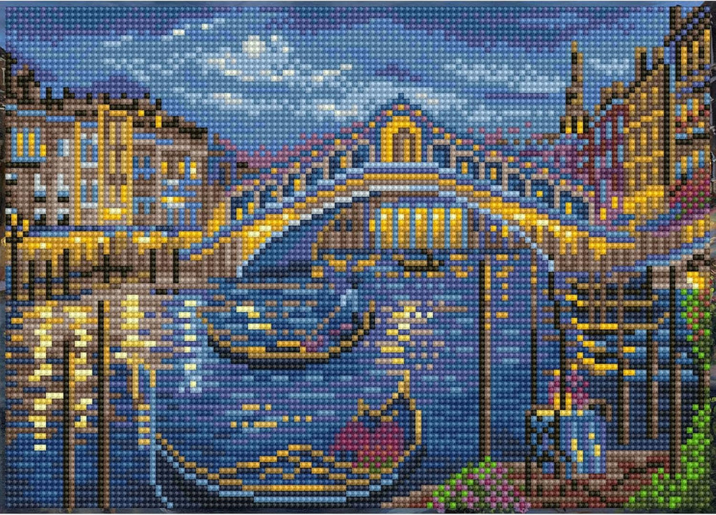 DIAMON DOT Evenin Strol t Th Rialt Bridg Diamon Paintin Kit fo Adult Diamon Ar Kit Relaxin Creativ Craf Ki wit Dot Gem 9.8x13.8