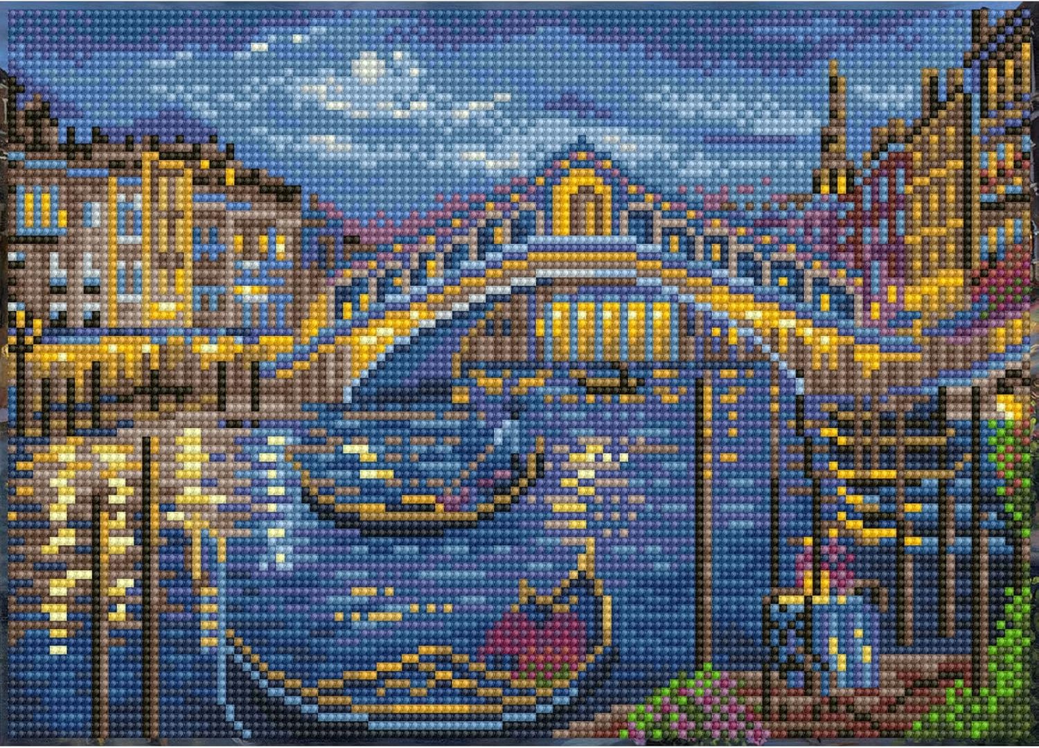DIAMON DOT Evenin Strol t Th Rialt Bridg Diamon Paintin Kit fo Adult Diamon Ar Kit Relaxin Creativ Craf Ki wit Dot Gem 9.8x13.8