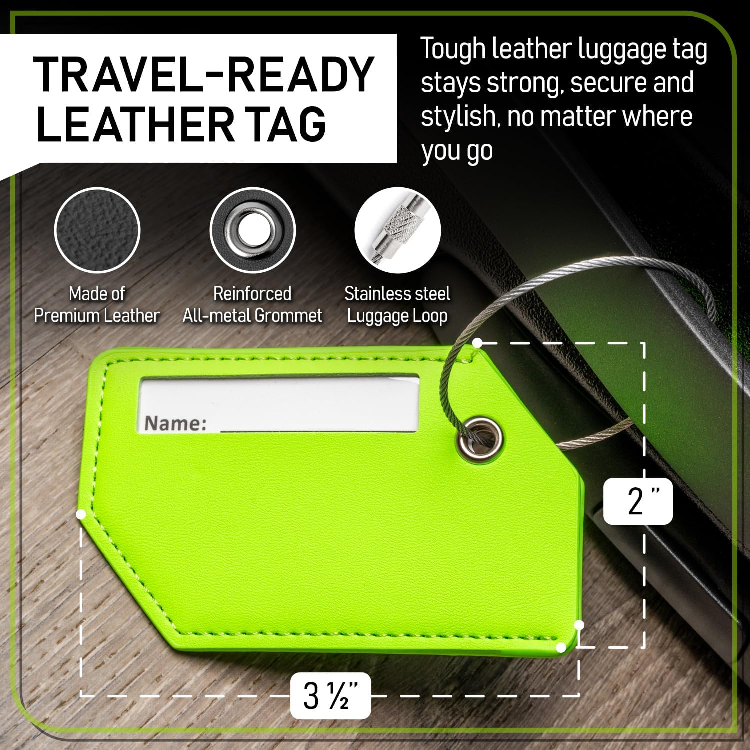 Untethered 4-Pack Luggage Tag Set | Durable Luggage Tags for Suitcases Travel Bags | Bag Tag Name ID Identifiers | Suitcase Tags for Easy Luggage Identification