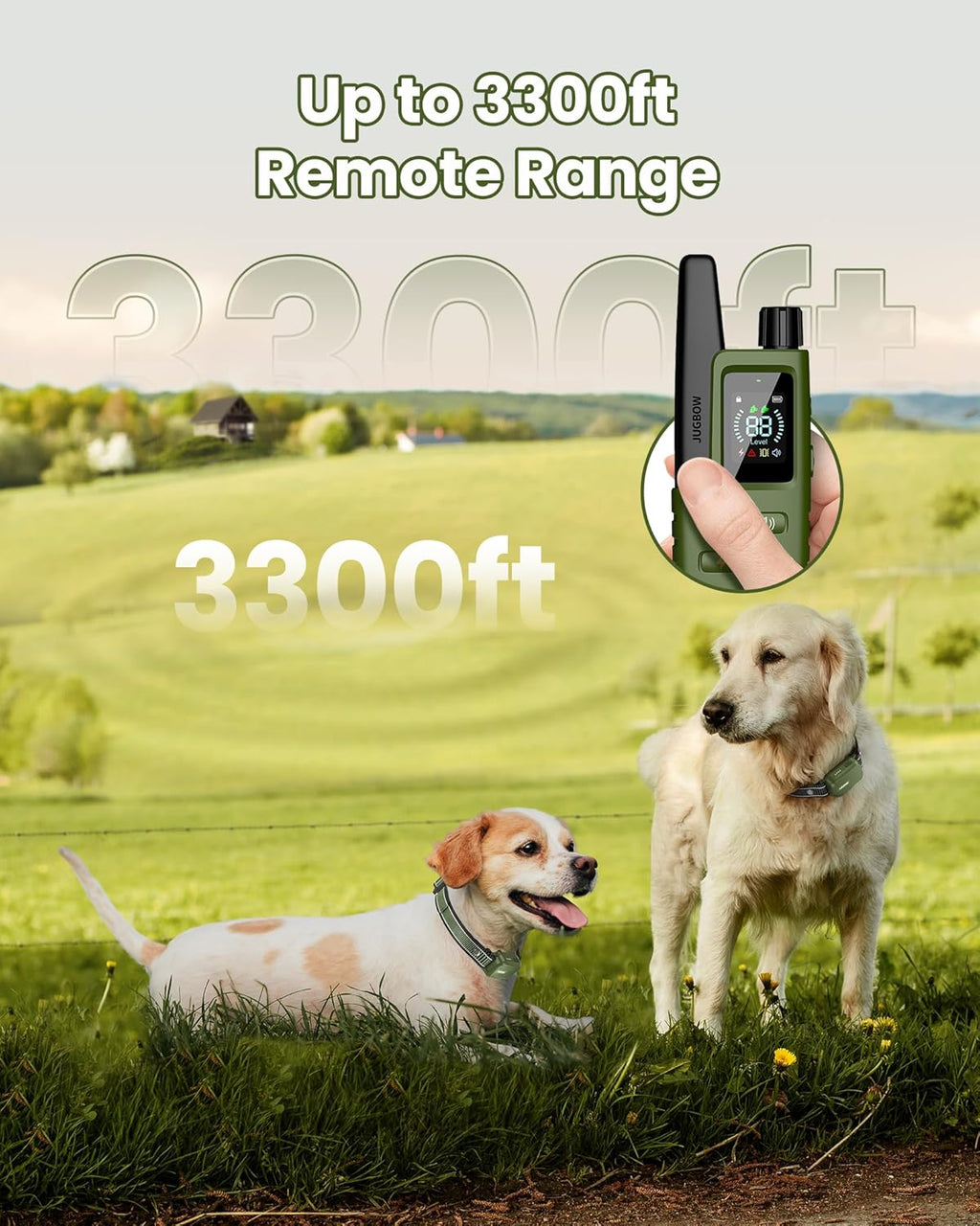 Jugbow Dog Shock Collar 2 Dogs (10-120Lbs) - 4200FT Dog Training Collar with Remote IPX7 Waterproof Electric Collar with 4 Training Modes, Security Lock, Rechargeable e-Collar for All Breeds, Sizes