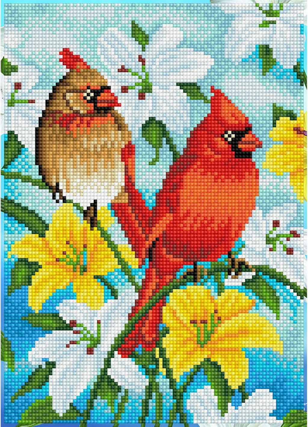 DIAMON DOT Cardina Famil Bird Diamon Paintin Kit fo Adult Diamon Ar Kit Relaxin Creativ Craf Ki wit Dot Gem 13.8inchx9.8inch
