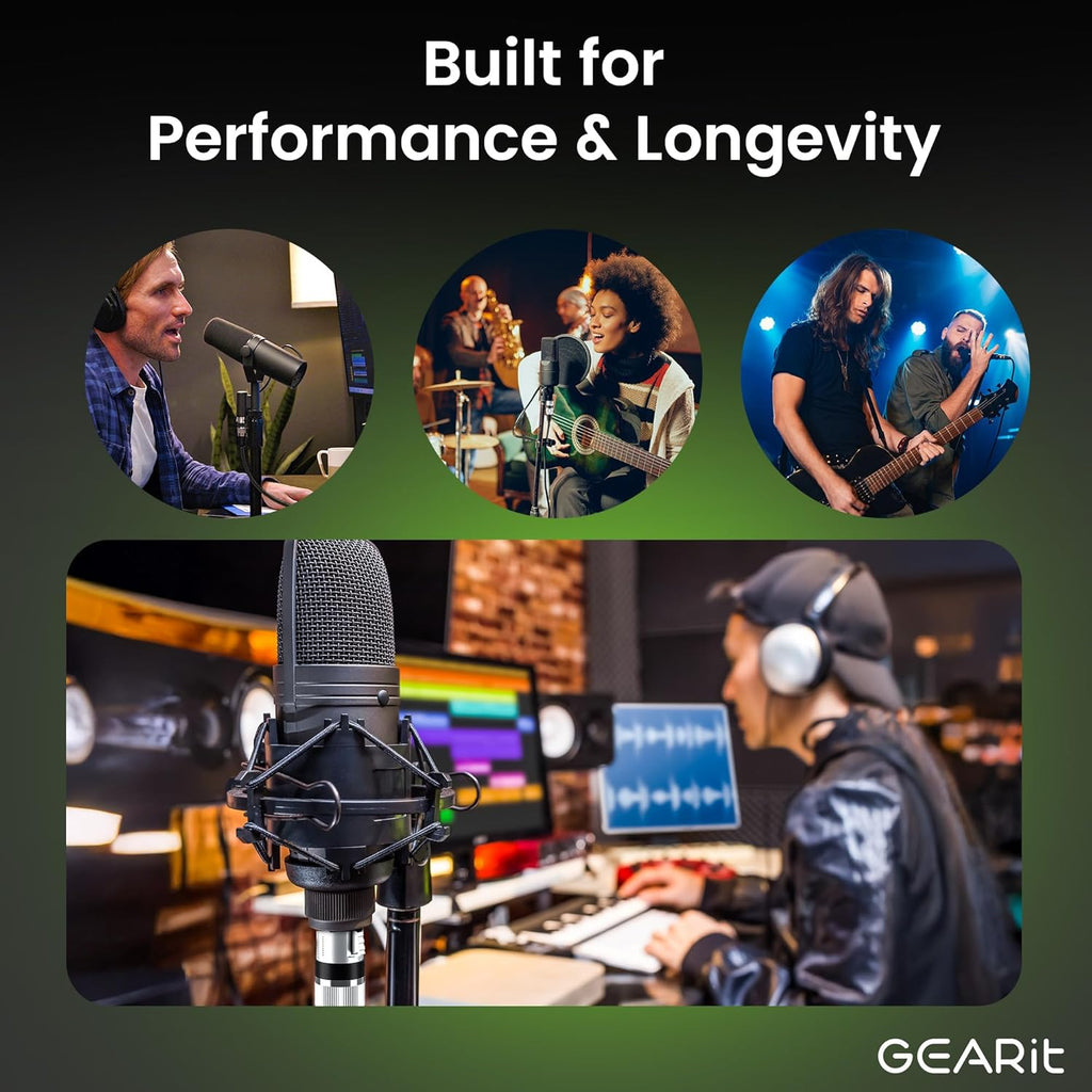 GEARit XLR Male to Female Microphone Cable (6 Feet, 2-Pack) 3-Pin Balanced Shielded Mixer, Recording Studio, Podcast - Black