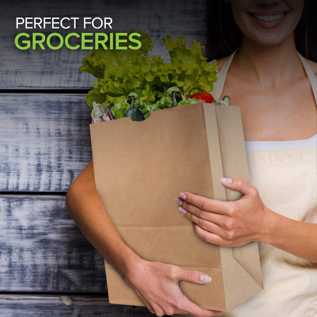 Stock Your Home 52 lb Kraft Brown Paper Bags (100 Count) ¨C Bulk Large Grocery Bags for Shopping