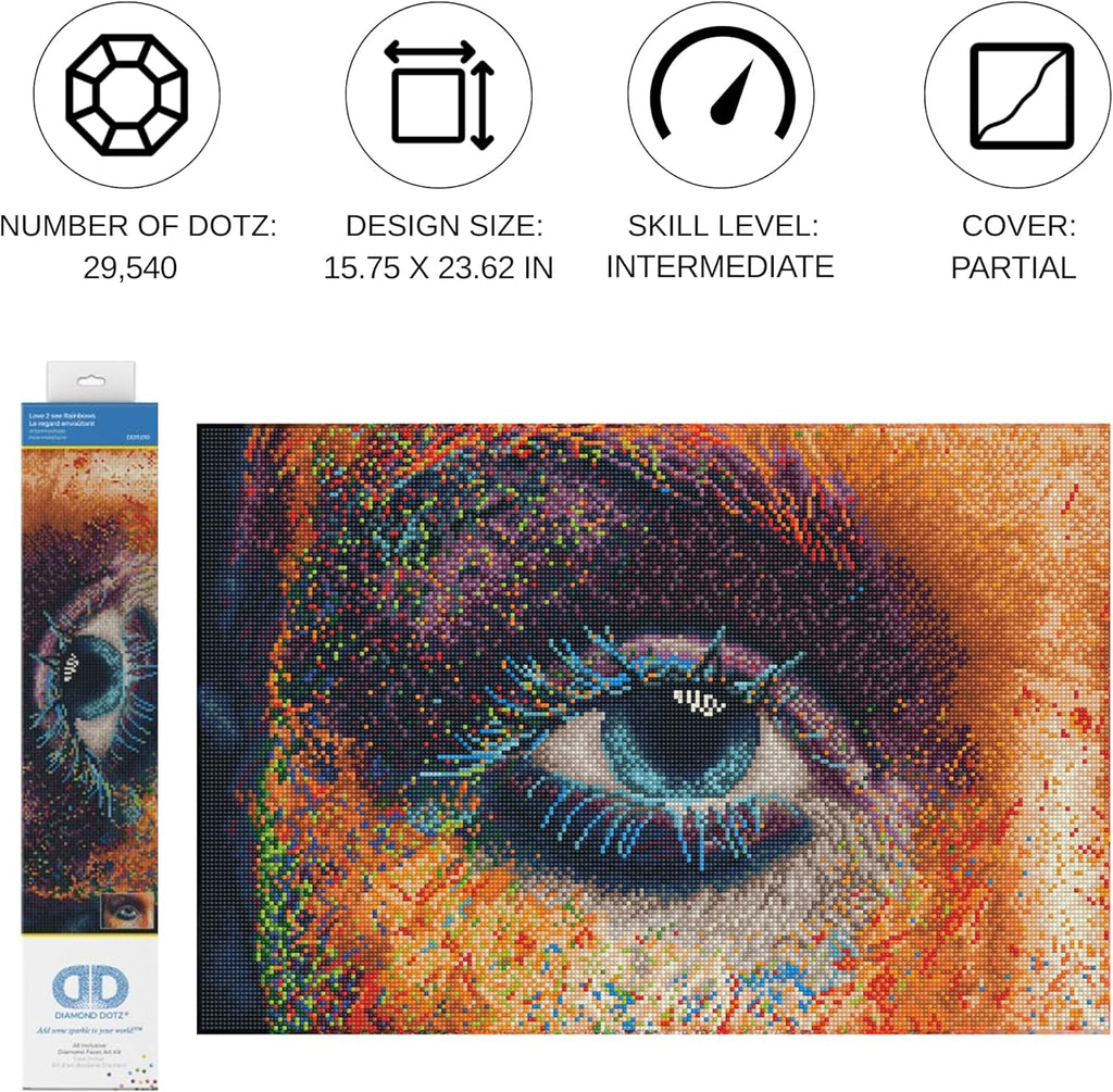 DIAMON DOT Lov Se Rainbow Ey Diamon Paintin Kit fo Adult Diamon Ar Kit Relaxin Creativ Craf Ki wit Dot Gem 15.8inchx23.6inch