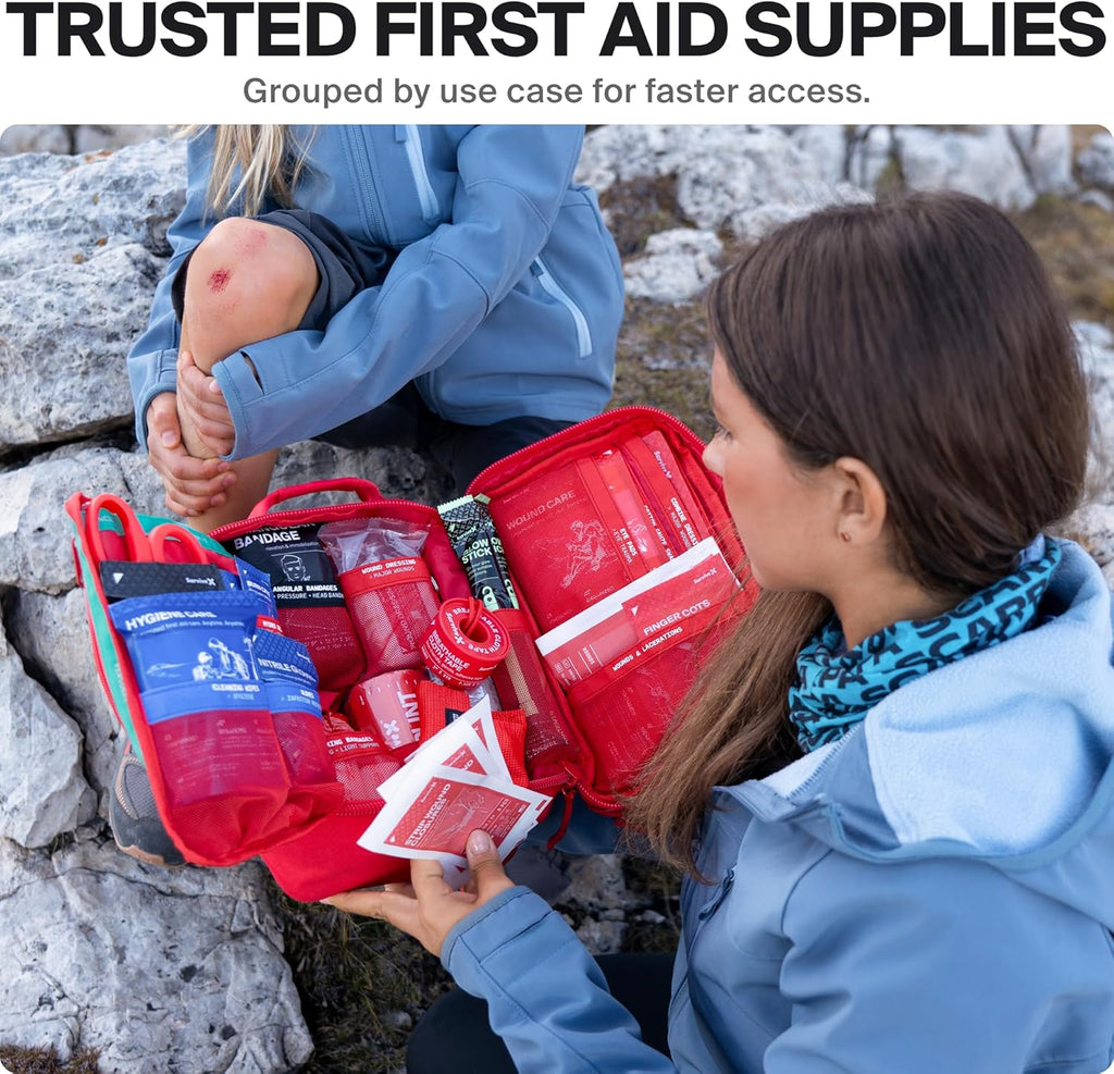 Larg Firs Ai Ki fo Car Trave Hom Emergenc Ki fo Hiking Camping Backpackin an Outdoor Include Zi Stitc Woun Closur Strips