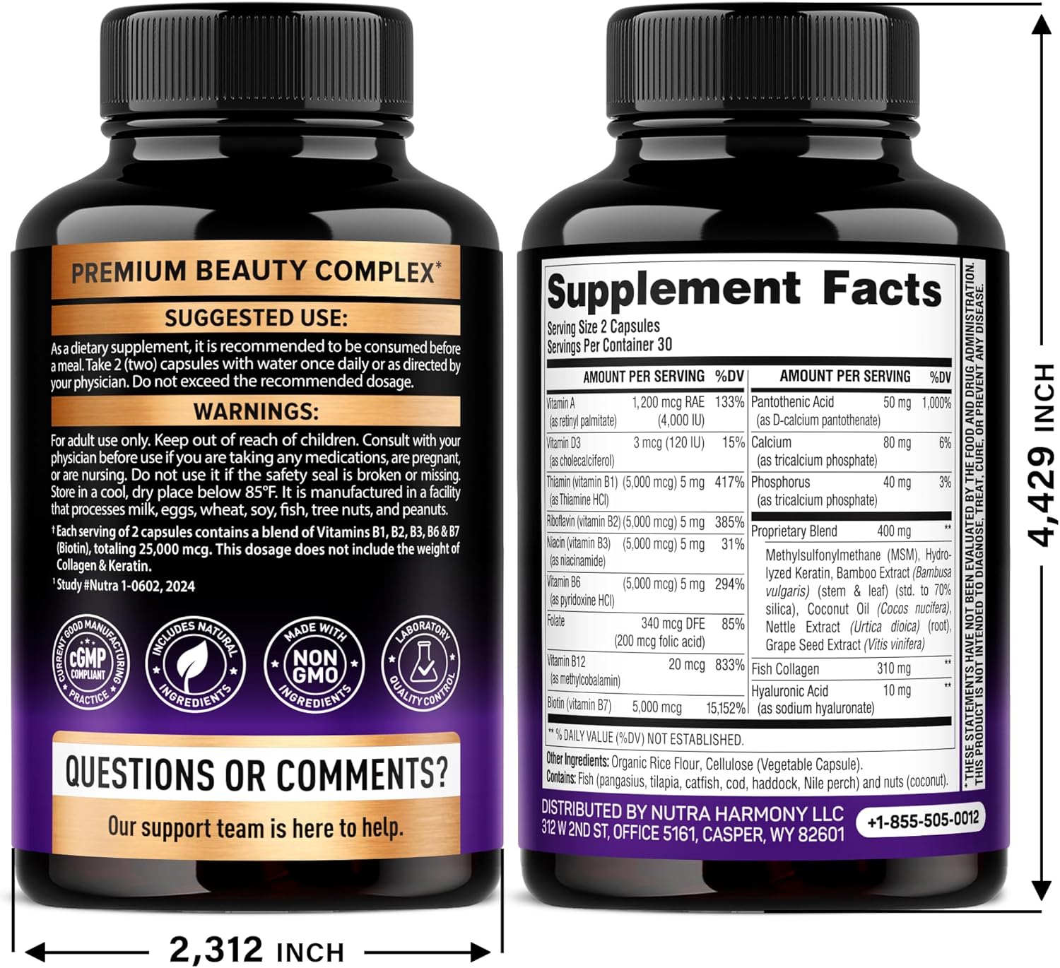 Bioti Collage Hyaluroni Aci Kerati Clinicall Teste Supplement* Hai Growt Support Ski Nail 25000mc Vitamin B1 B2 B3 B B fo Wome Me Mad i US 6 Capsules