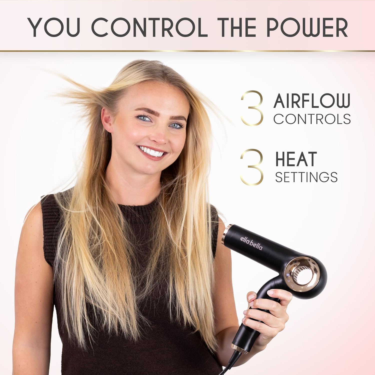 ELL BELLA Professiona Ioni Hai Drye (Foldable Negativ Io Blo Drye Perfec fo Trave Intelligen Hea Contro Rapi Dryin Speed Lightweigh Desig Lo Nois Technology