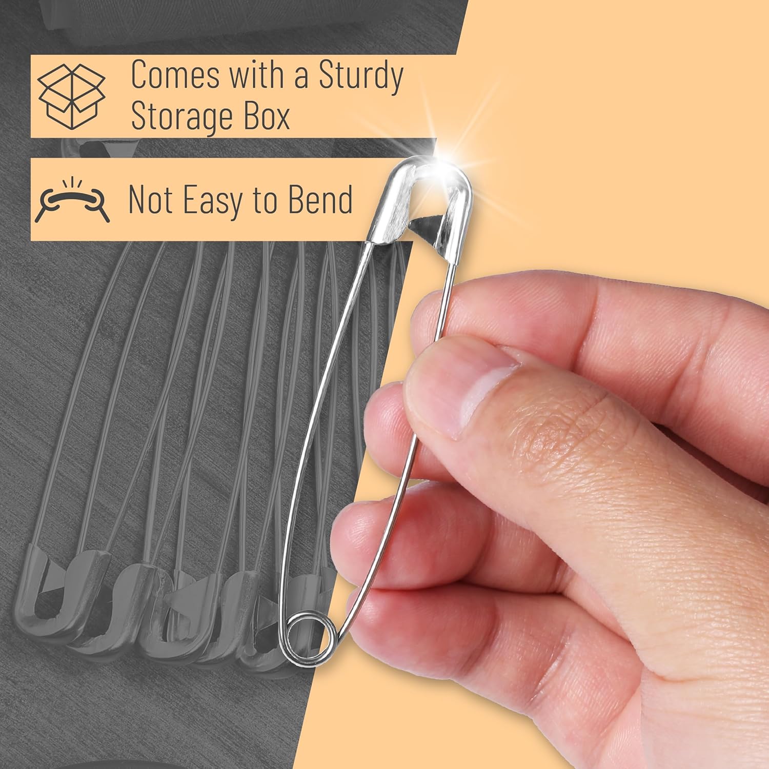 3 Inch Large Heavy Duty Safety Pins, 100 Pack for Clothes