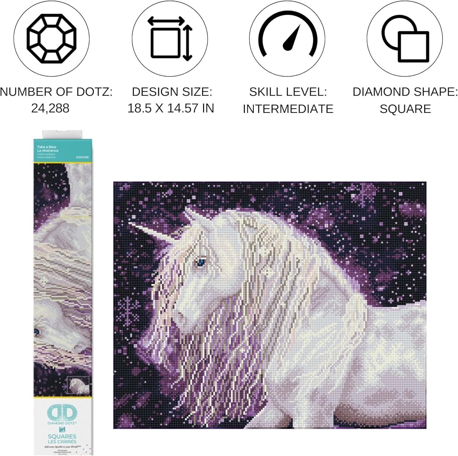 DIAMON DOT Tak Bo Unicor Diamon Paintin Kit fo Adult Diamon Ar Kit Relaxin Creativ Craf Ki wit Dot Gem 18.5inchx14.6inch