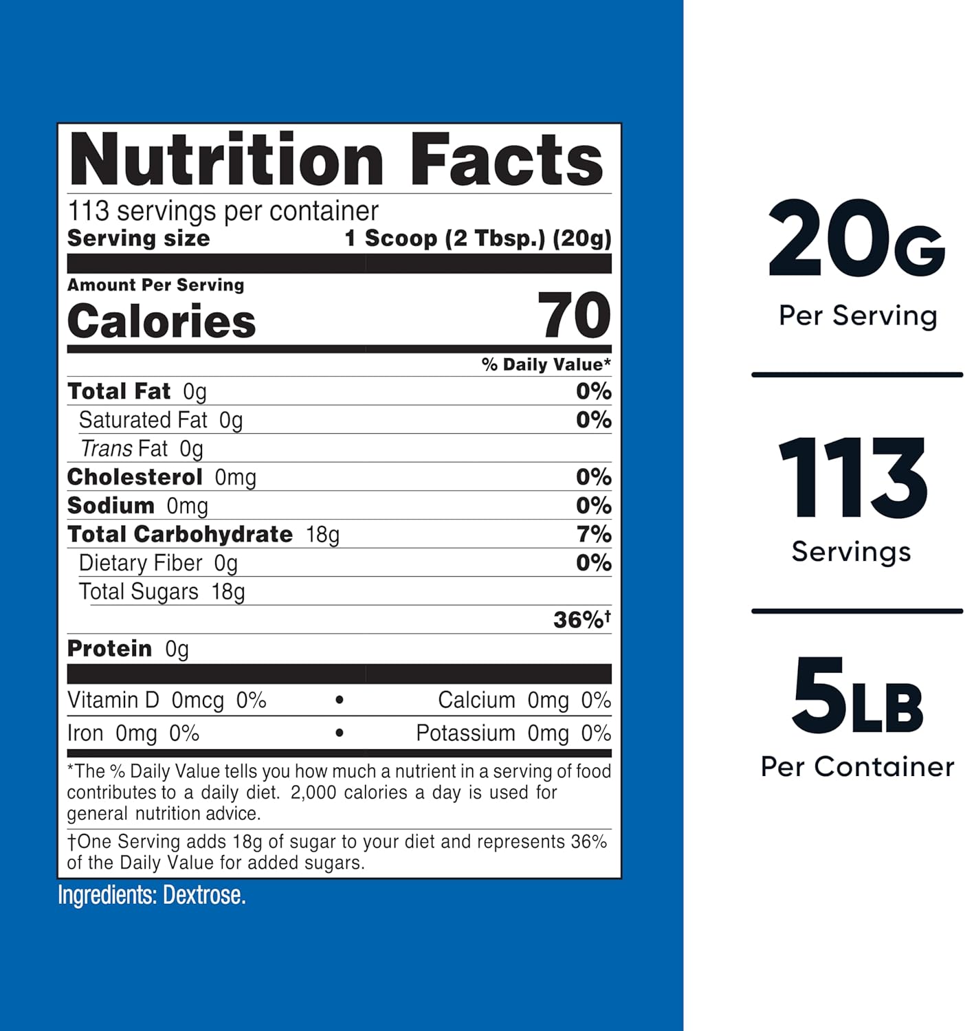 Nutricost Dextrose Powder 5 LBS - Non-GMO, Gluten Free