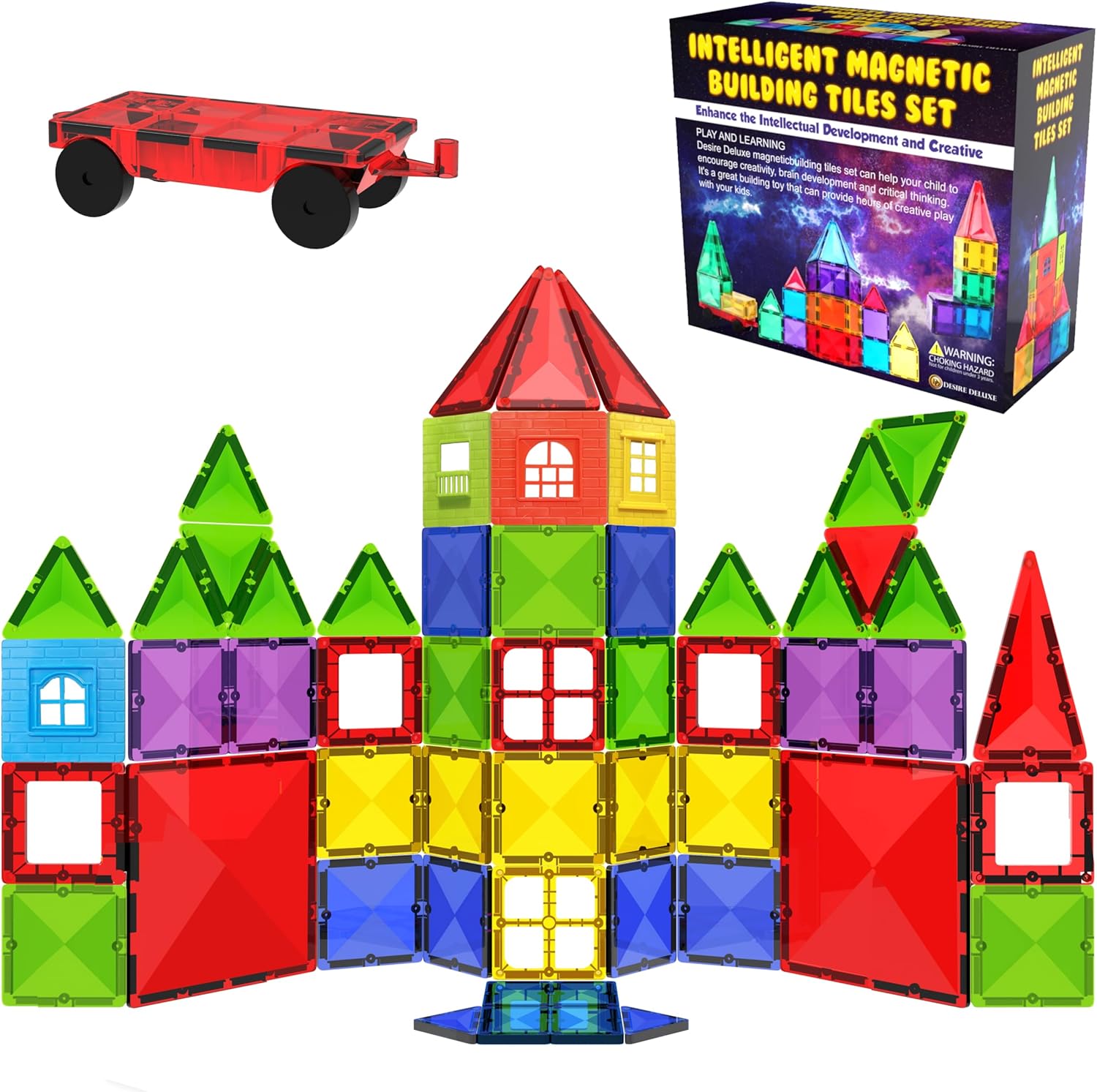 Magneti Tile Buildin Block To STE Educationa Magne Se fo Kids Creativit Preschoo Learnin Sensor Montessor Toddle Toy fo Boy Girl 3 Year Ol 57PC