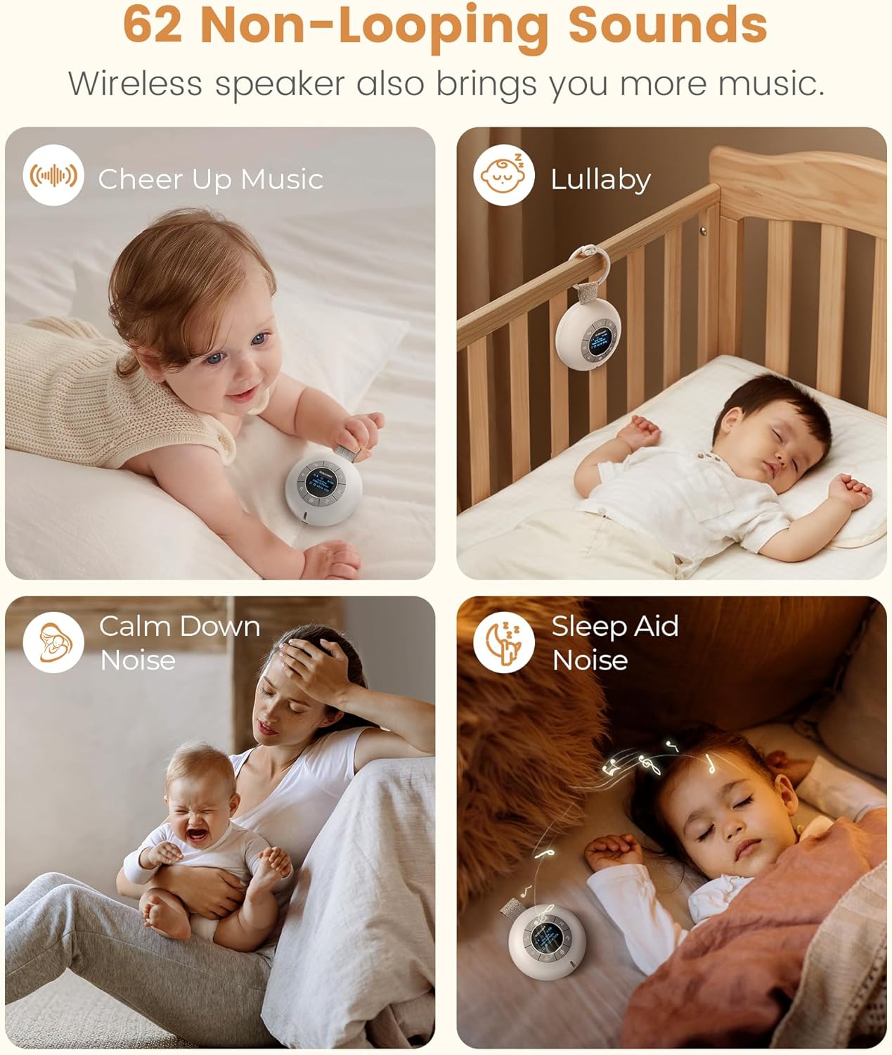 Glocusen Portabl Soun Machin fo Bab Kid Adult 6 Sound 5 Speake Whit Nois Machin fo Sleeping 30-h Lastin Rechargeabl Soun Machin wit Timer Suitabl fo Hom Travel