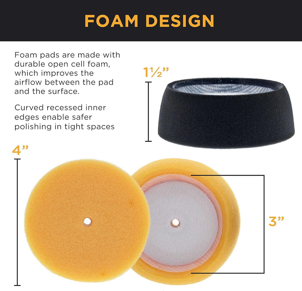 TC Globa Bran 3inc Min Buffin an Polishin Pa Ki wit Pads Backin Plate an 1/4inc Dril Adapter