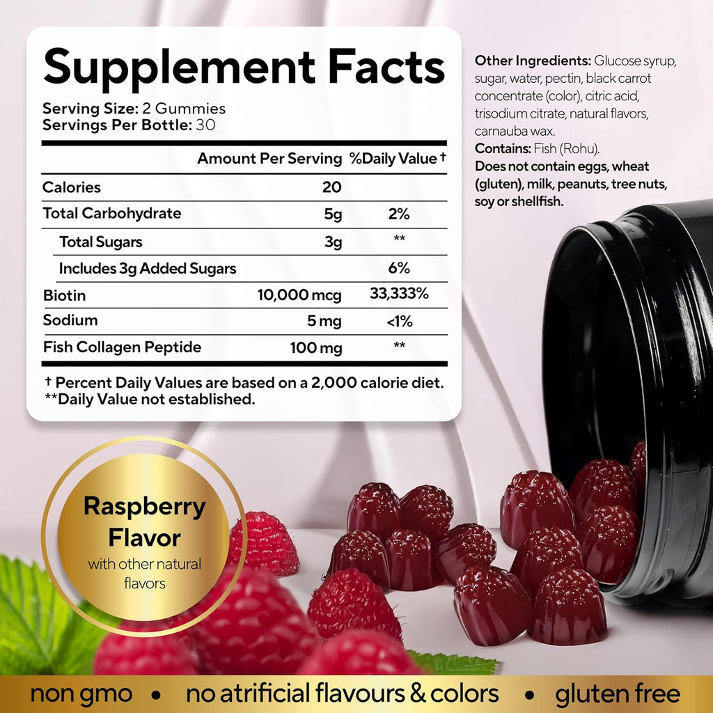 Bioti Gummie 10000mc fo Wome an Me Extr Strengt Hair Ski an Nail Gummie wit Collage Natura Bioti Gumm Supplemen fo Hair Skin Nail Suppor 6 ct