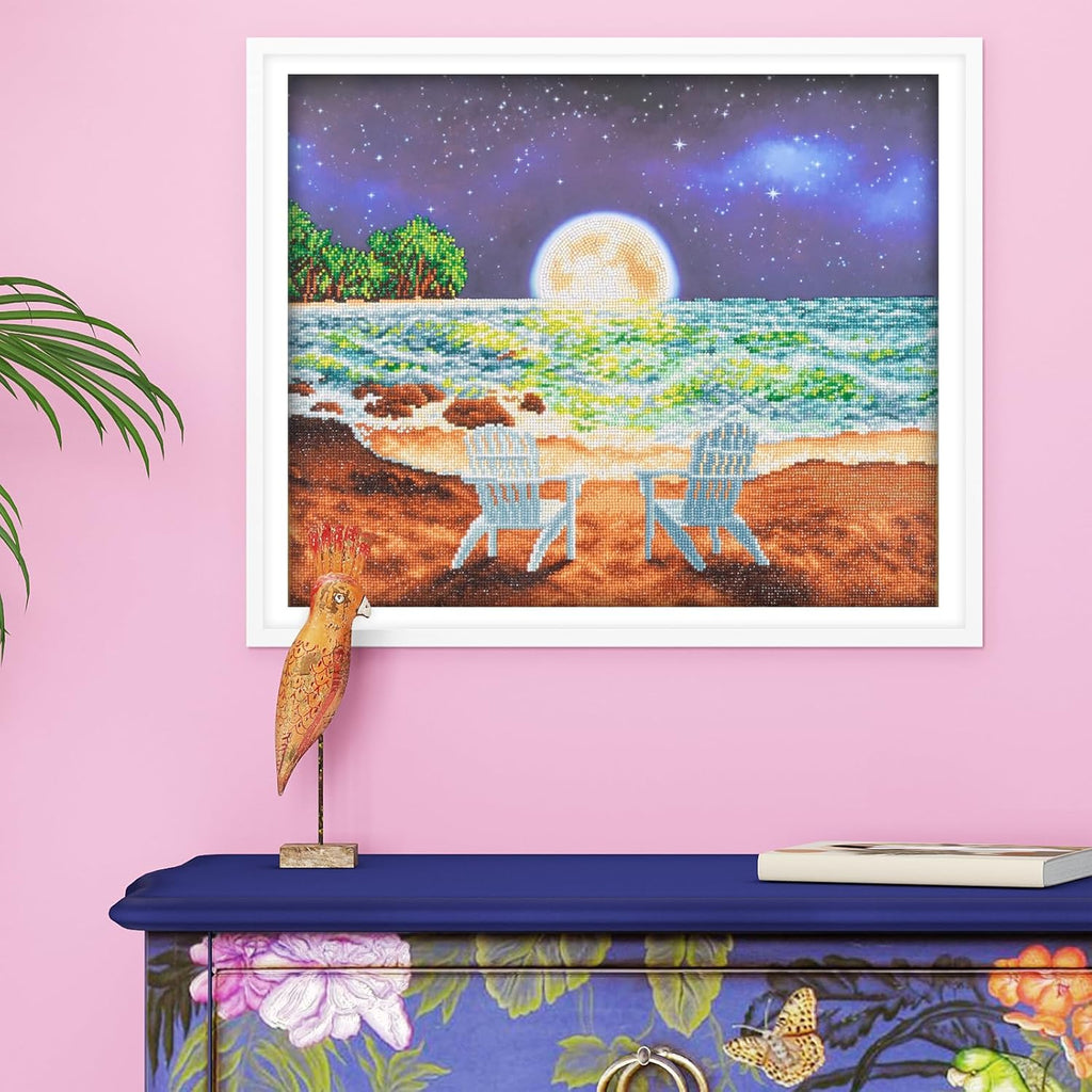 DIAMON DOT a Hom Moonligh Beac Diamon Paintin Kit fo Adult Diamon Ar Kit Relaxin Creativ Craf Ki wit Dot Gem 24x20