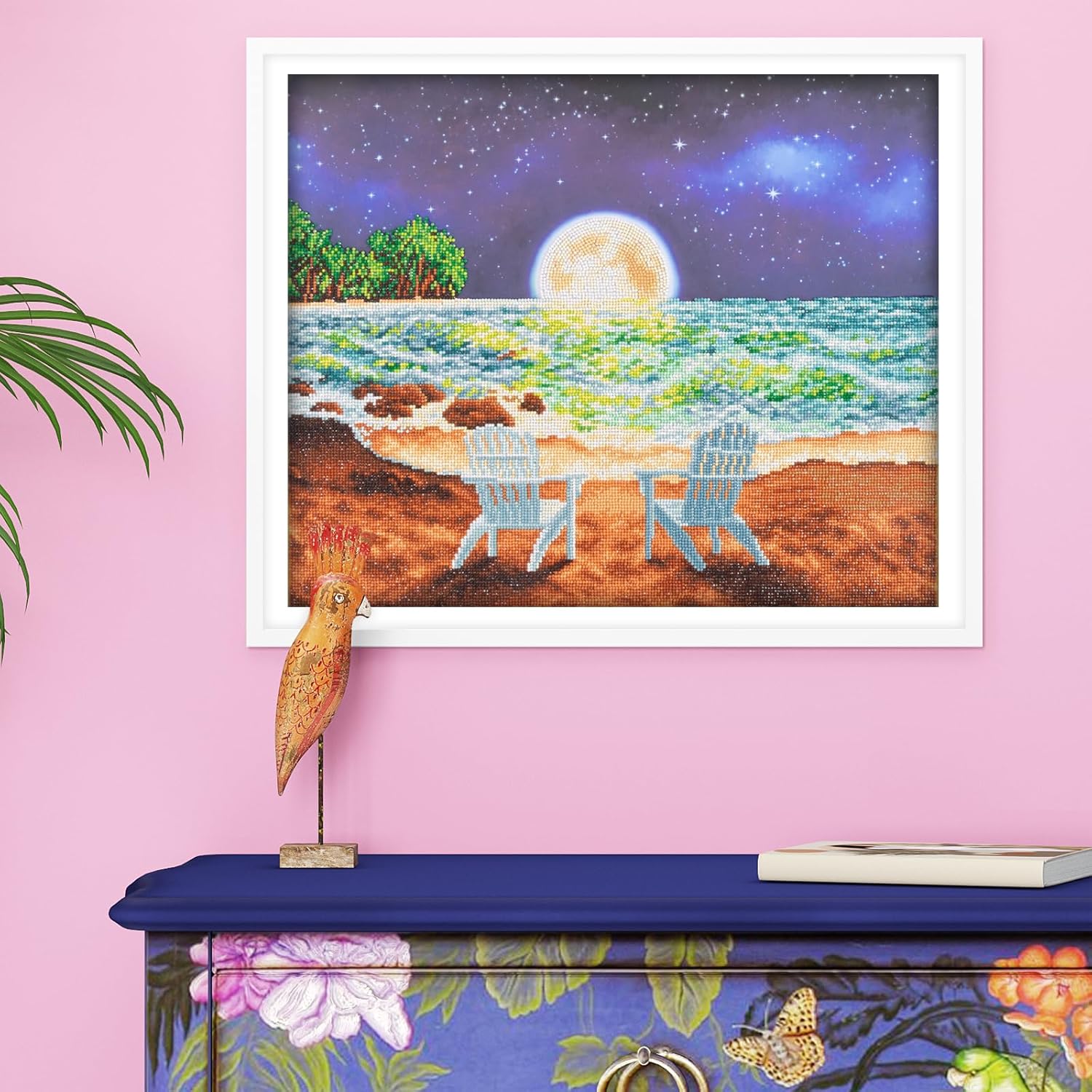 DIAMON DOT a Hom Moonligh Beac Diamon Paintin Kit fo Adult Diamon Ar Kit Relaxin Creativ Craf Ki wit Dot Gem 24x20