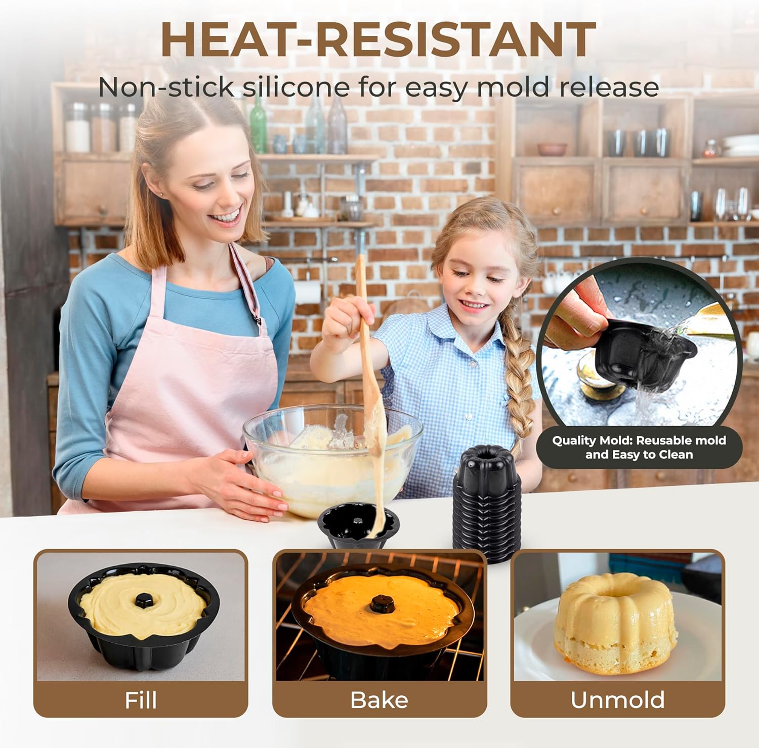 O¡¯Creme Bakeable Plastic Mini Flan Molds Pan - Baking Pan With Non-Stick Silicone - Reusable Non-Stick baking Mini Flan Molds For Baking and Much More - 50 QTY Pack
