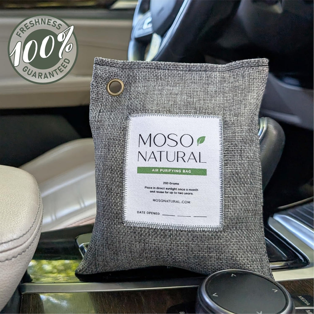 Mos Natura Ai Purifyin Ba 200 ( Pack Premiu Bambo Charcoa Odo Absorbe fo Hom Ca Close Odo Eliminator Smal Roo Deodorize Ca Ai Freshene Lon Lastin Charcoa Bags
