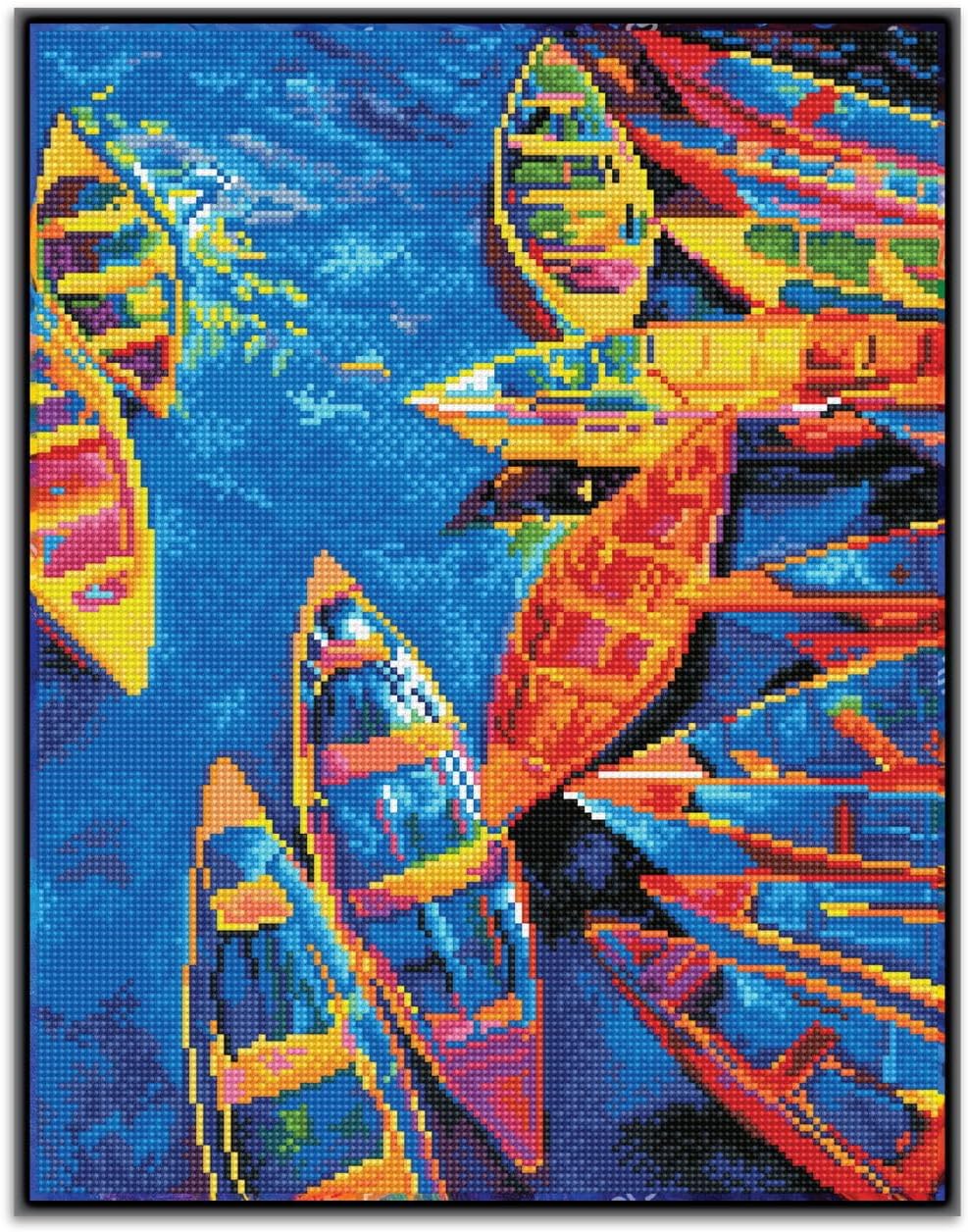 DIAMON DOT Blu Ba Pre-Frame Ki Boa Diamon Paintin Kit fo Adult Diamon Ar Kit Relaxin Creativ Craf Ki wit Dot Gem 13.7inchx17.7inch