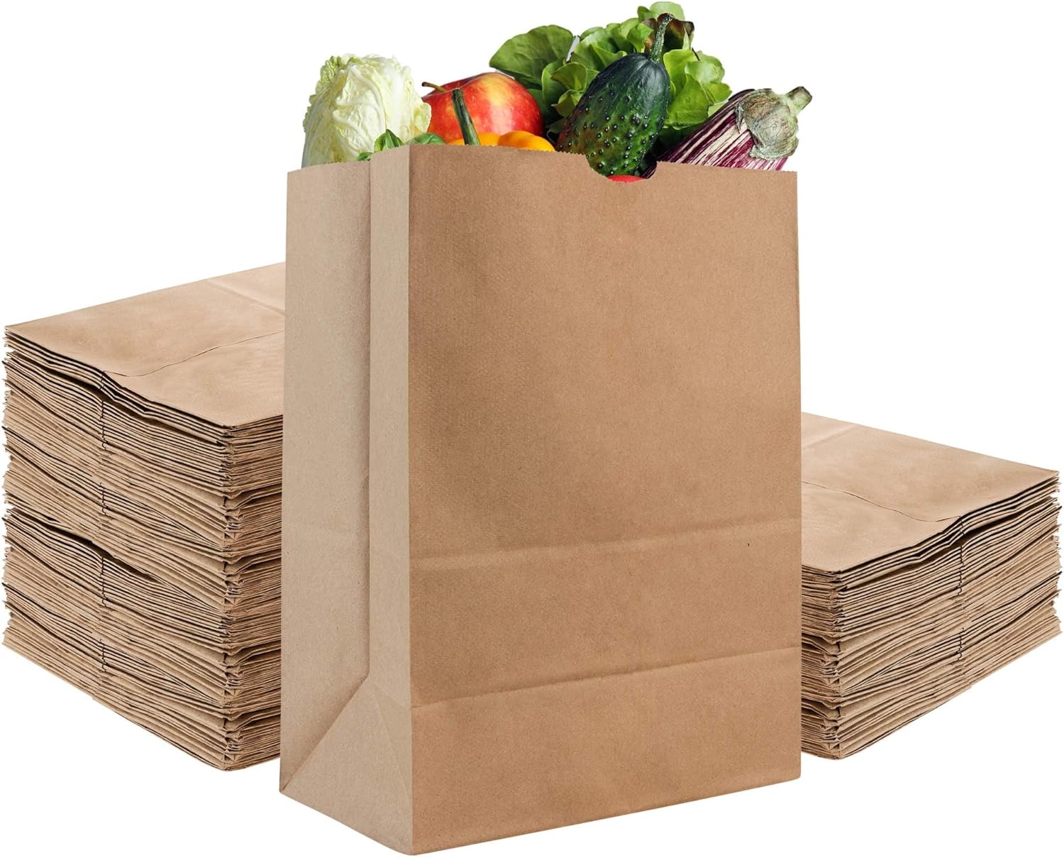 Stock Your Home 52 lb Kraft Brown Paper Bags (100 Count) ¨C Bulk Large Grocery Bags for Shopping