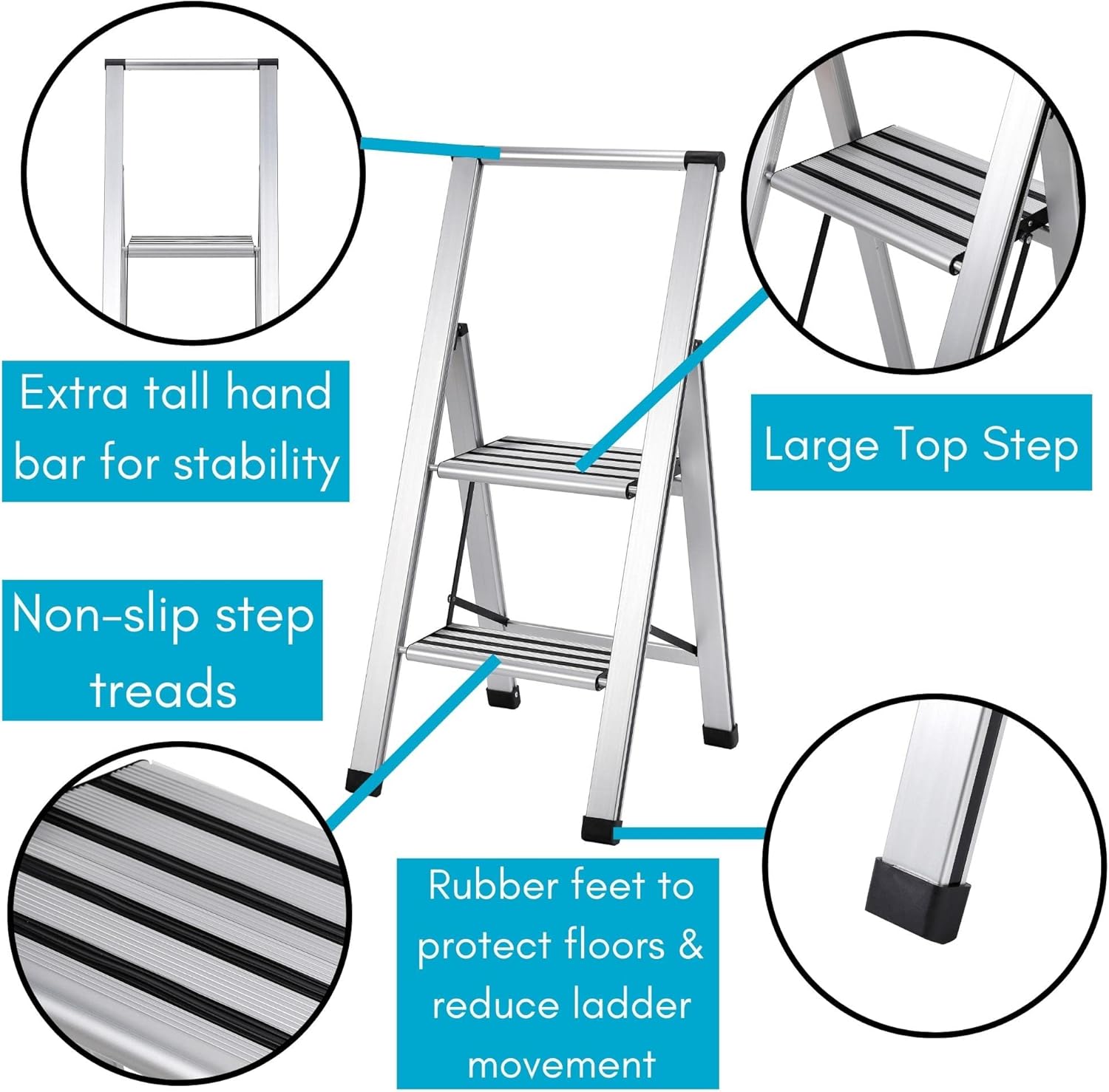 BIRDROC HOM Ste Ladde Foldin Anti-Sli Ste Stool 25 l Capacit Lightweight Sli Sturd Desig fo Household Kitchen Garage Indoo Outdoo Us Collapsible Portable Heavy-Duty