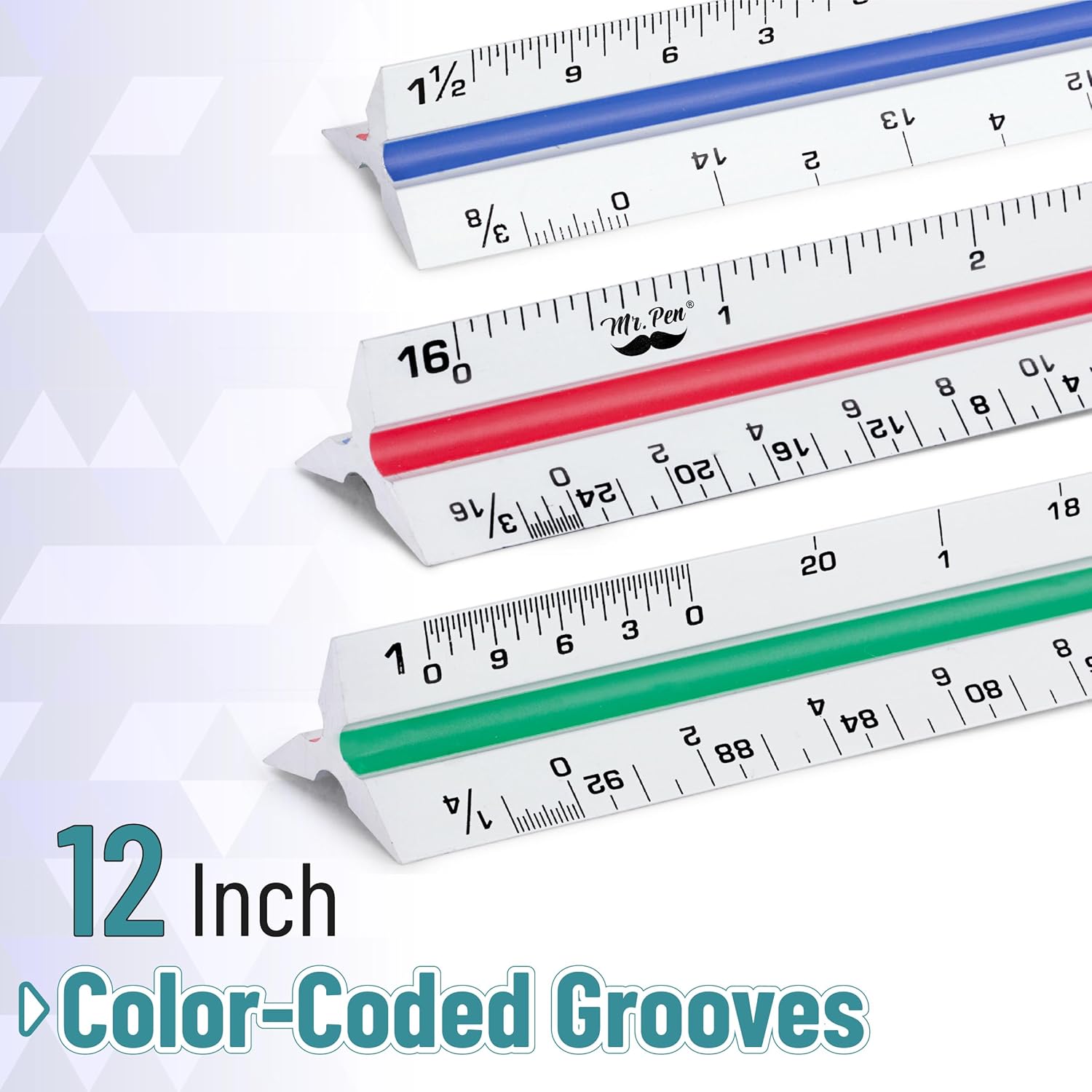 Mr. Pen Architectural Scale Ruler, 12 Inch, White, Contractor's Scaling Ruler, Drawing & Drafting Tool
