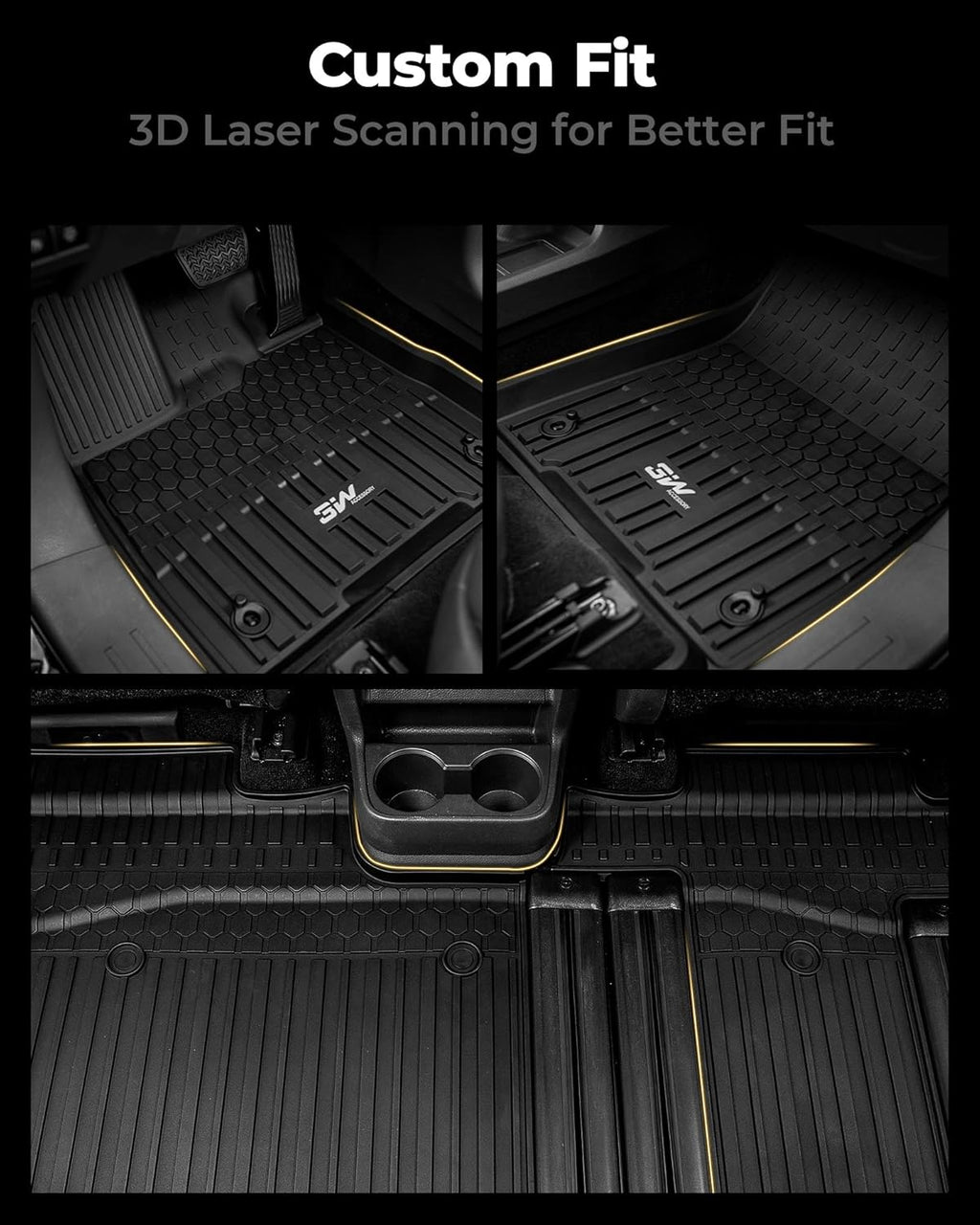 3W Floor Mats Fit Toyota Sienna 2021-2026 (Only for 8 Seat) LE/XLE, TPE All Weather Custom Fit Floor Liner for Toyota Sienna 1st, 2nd and 3rd Row, Black (Only for 8 8assenger)
