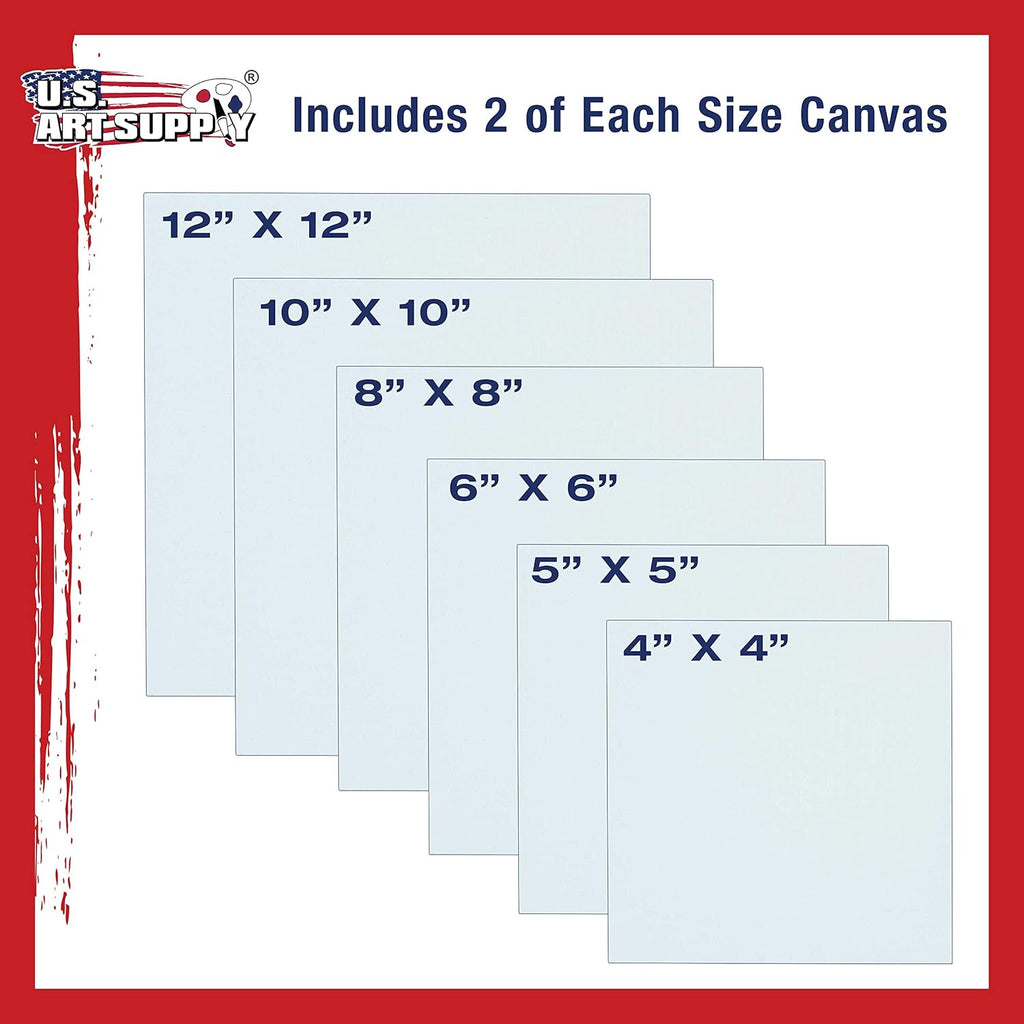 U.S Ar Suppl Squar Variet Assortmen Professiona Artis Qualit Aci Fre Canva Panel 12-Tota Panel (2-EA 12x12 10x10 8x8 6x6 5x5 4x4)