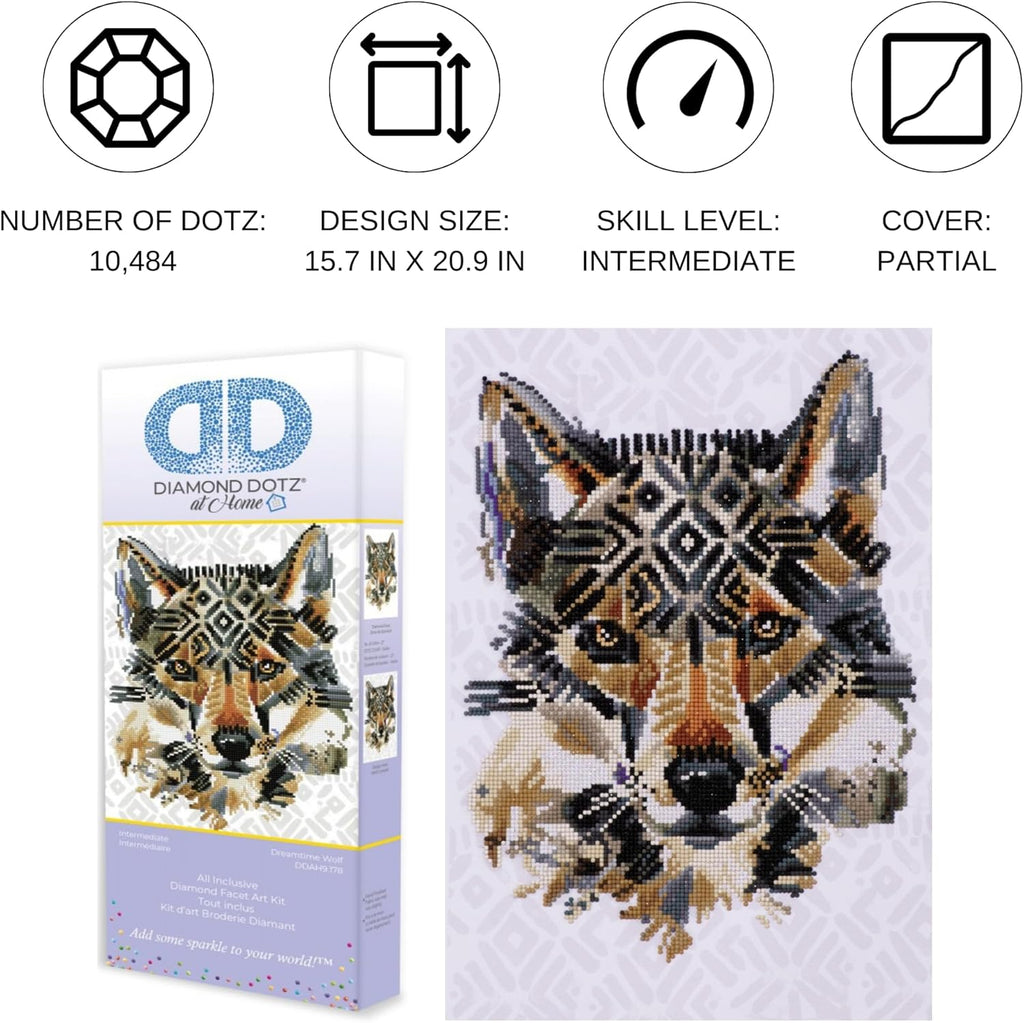 DIAMON DOT a Hom Dreamtim Wolf Partia Drill Roun Dotz Diamon Paintin Kits Diamon Ar Kit fo Adults Ge Art Diamon Art 16inchx21inch