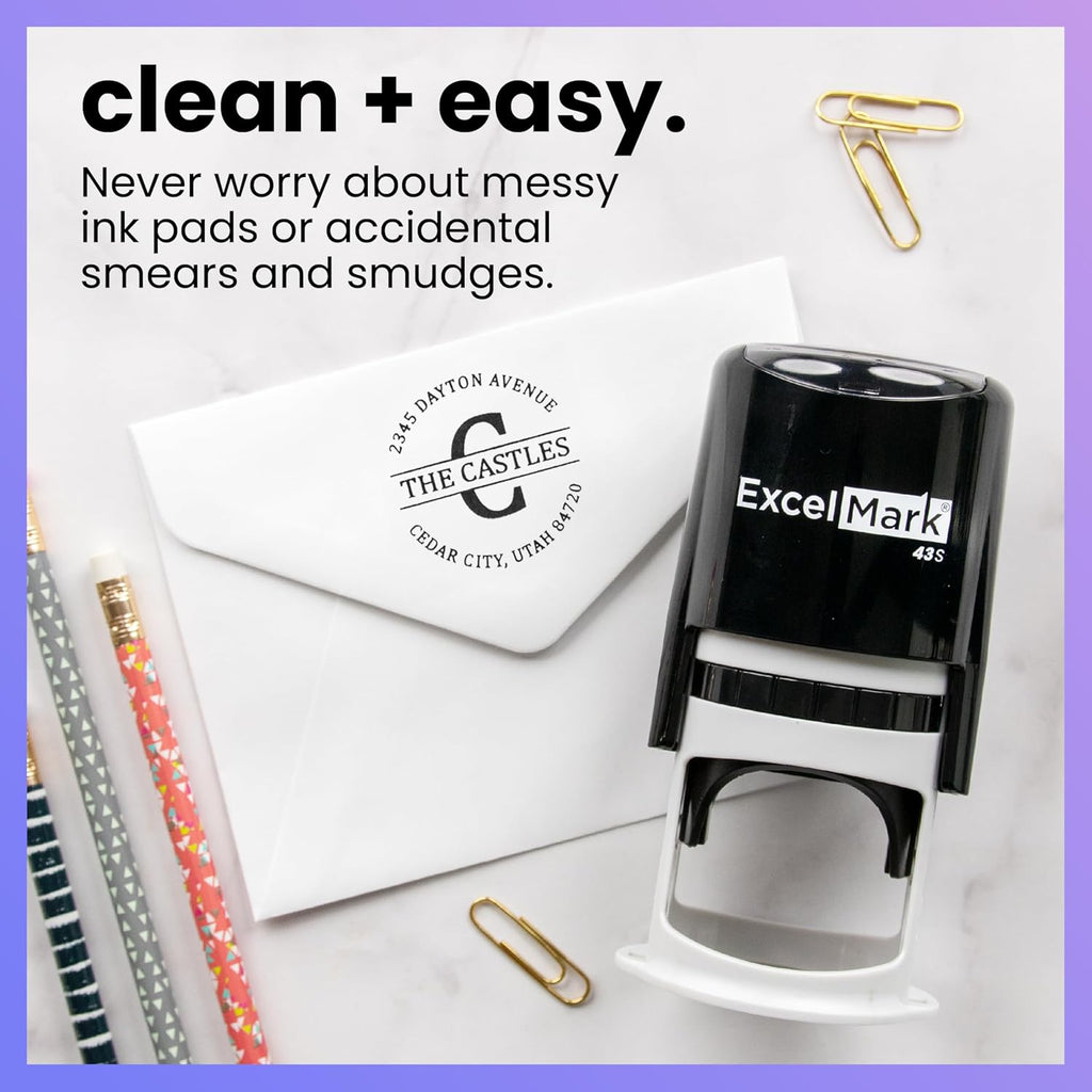 ExcelMar Custo Addres Stamp Self-Inkin Monogra Addres Stamp Personalized