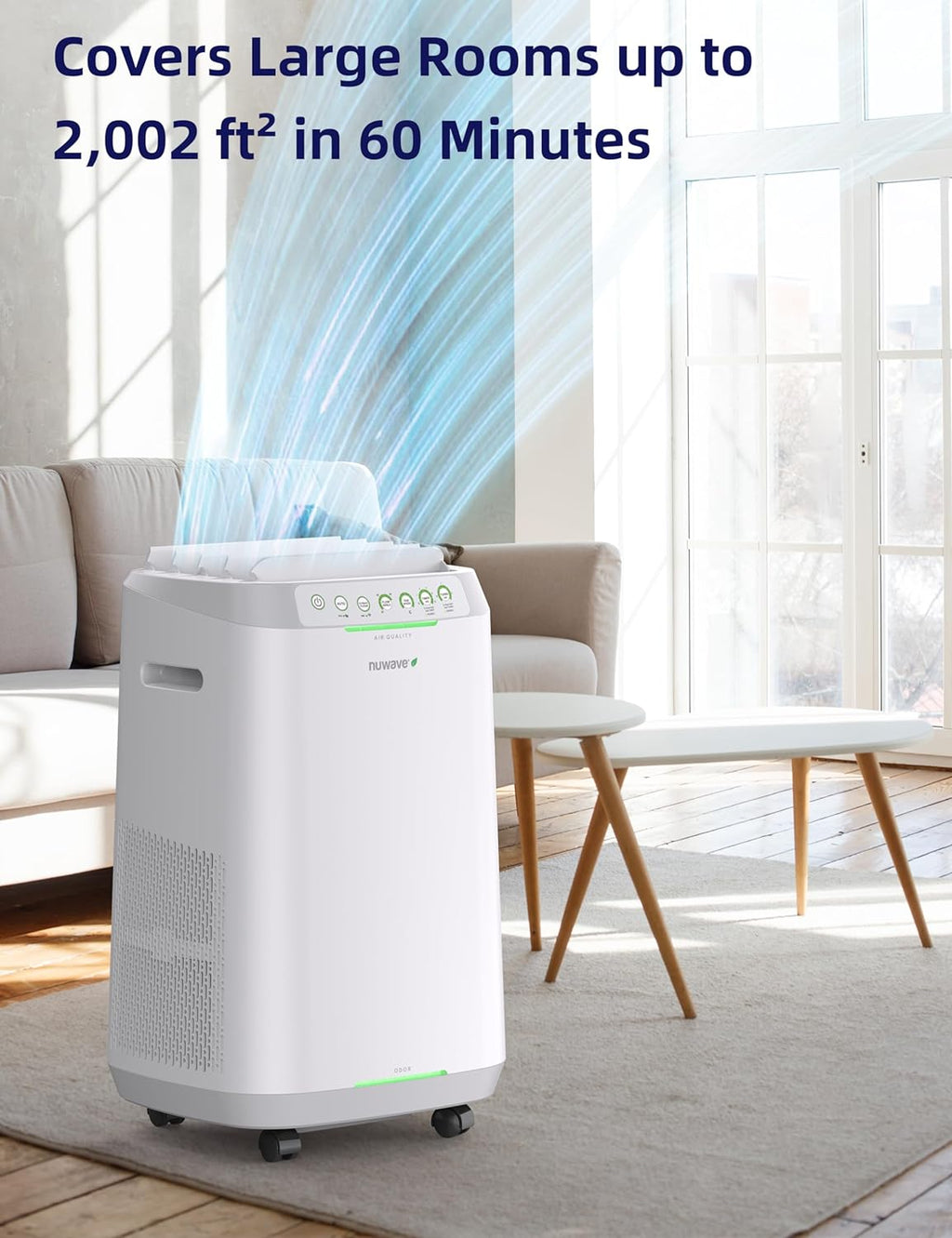 OxyPure ZERO Air Purifier with Washable and Reusable Bio Guard Tech Air Filter, Large Room Up to 2002 Ft2, Air Quality Monitor, 0.1 Microns, 100% Capture Irritants like Smoke, Dust, Pollen