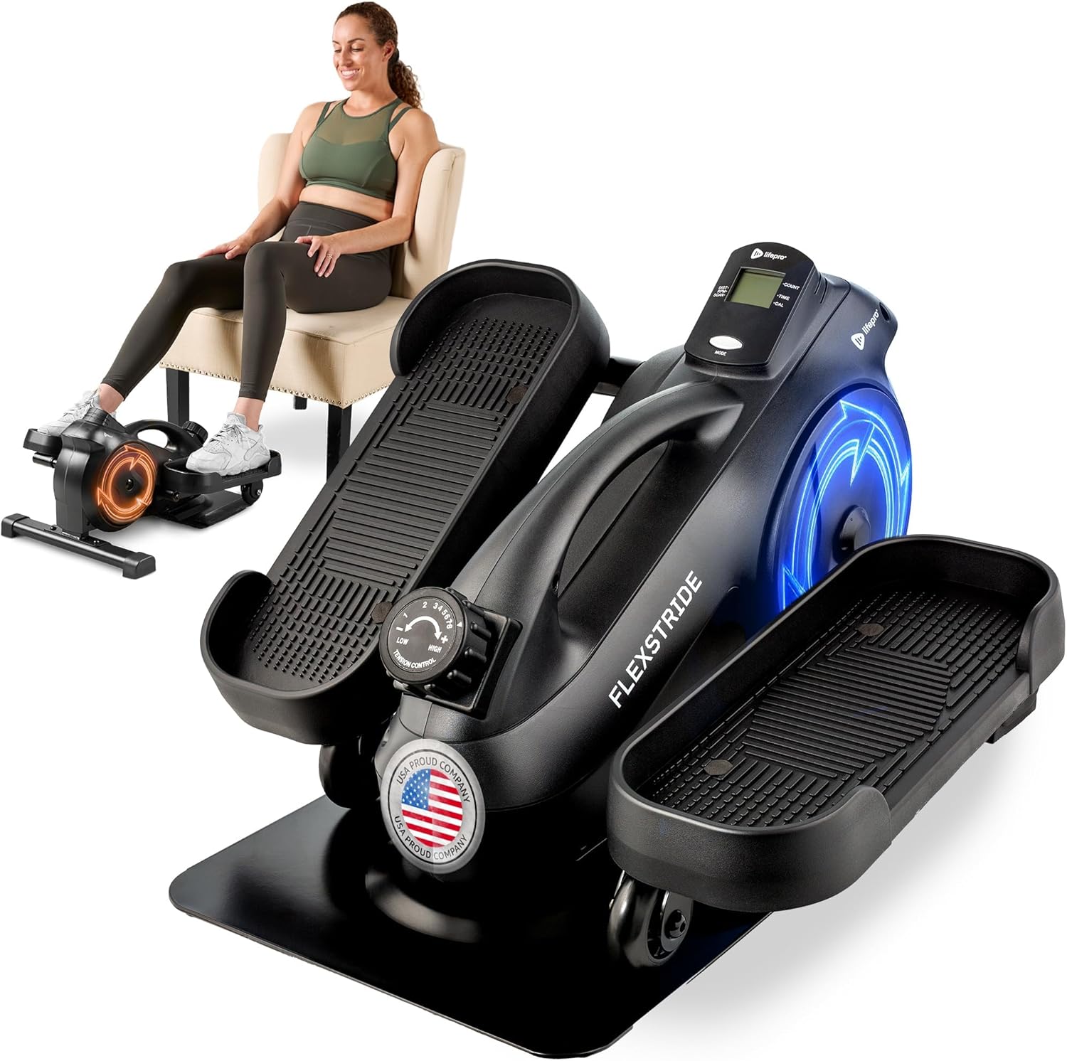 Lifepro Under Desk Elliptical Exercise Machine with or without Red Light, Seated Pedal Exerciser for Seniors Adults, Quiet Elliptical Machine for Home or Office, Portable Leg Exerciser While Sitting