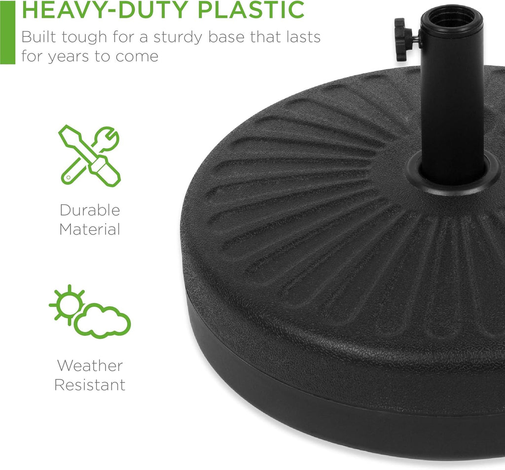 Best Choice Products Fillable Umbrella Base Stand Round Sunburst Plastic Patio Umbrella Base Stand, Pole Holder for Outdoor, Lawn w/ 55lbs Weight Capacity, Adjustment Knob
