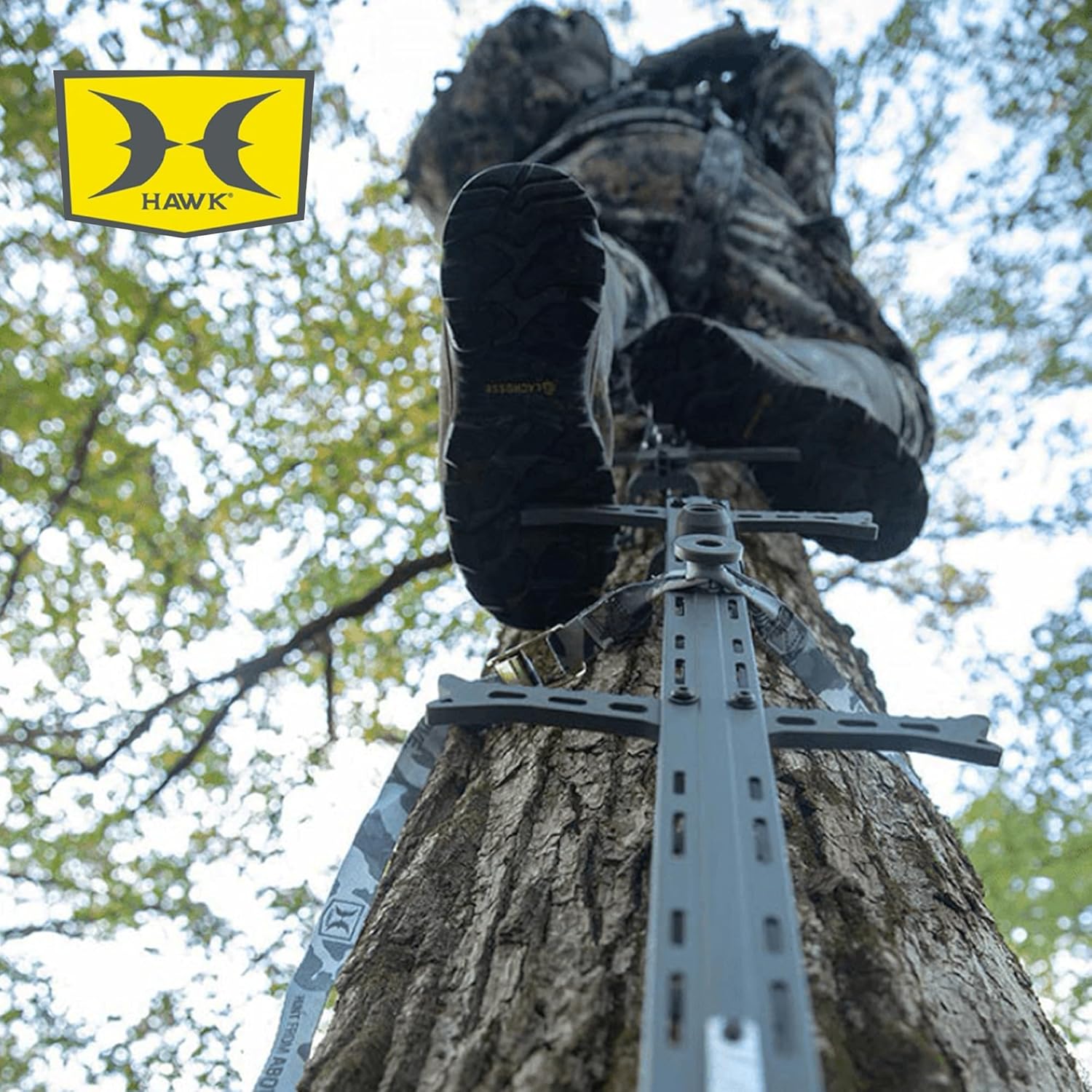 Hawk Traction Climbing Stick, 20 Foot Tree Climbing Hunting Gear with Double Traction Grip, Hunting Accessories for Tree Stands, Deer Stands, & Blinds