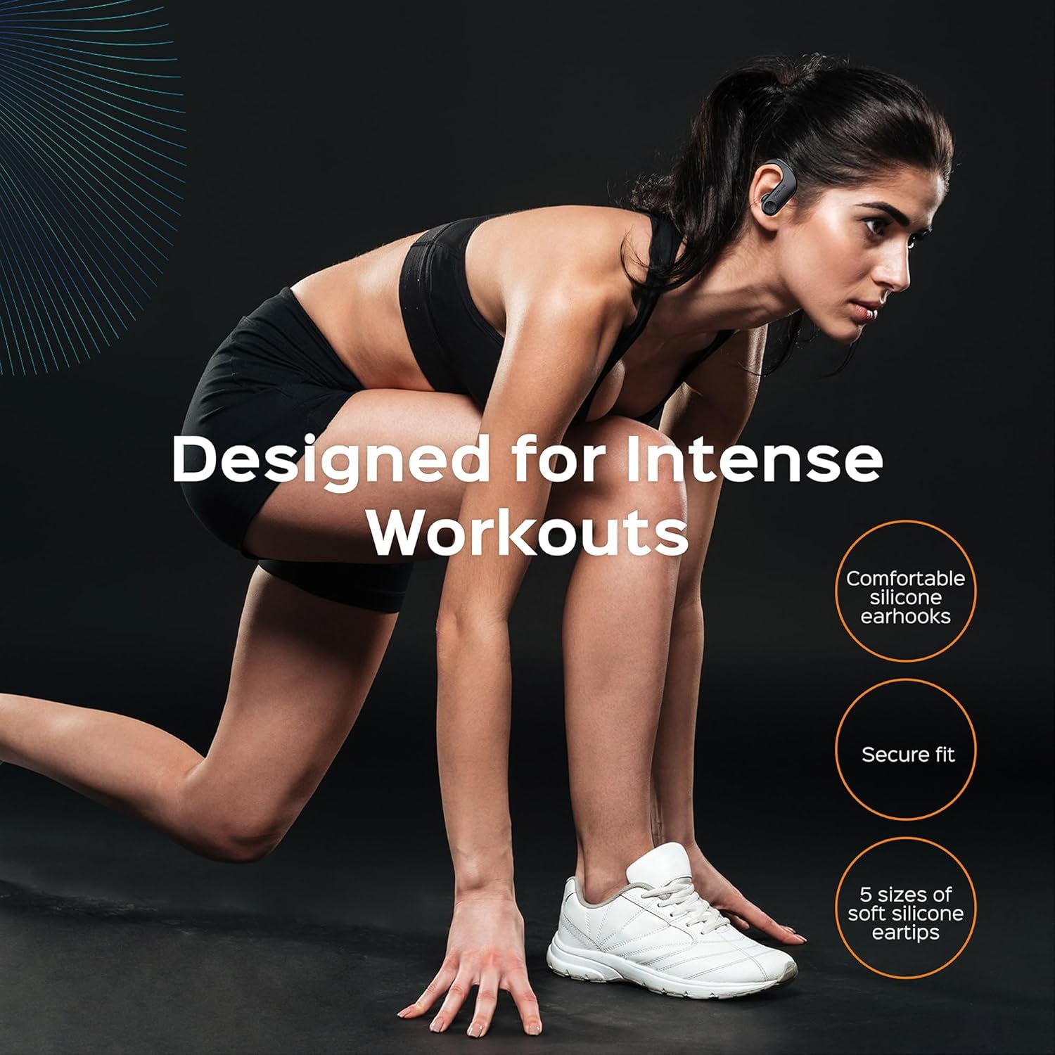 TREBLAB X3 Pro - Workout True Wireless Earbuds, Comfortable Earhooks, Bluetooth 5.3, Punchy Bass, Noise Isolation, 145H Playtime, IPX5 Waterproof, Sweatproof, 2 Mics for Calls, Sport Bluetooth Earbuds