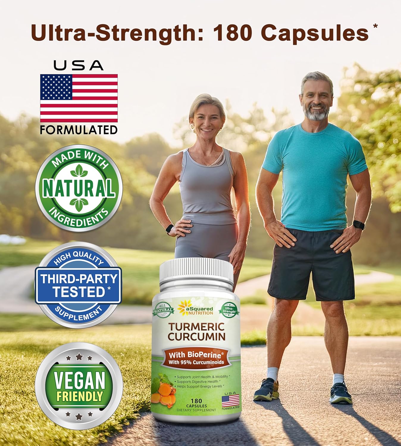 aSquare Nutritio Turmeri Curcumi 1600m wit BioPerin Blac Peppe Extrac 18 Capsule wit 95 Curcuminoids 100 Natura Tumeri Roo Powde Supplements Natura Join Stiffnes Relie Pills