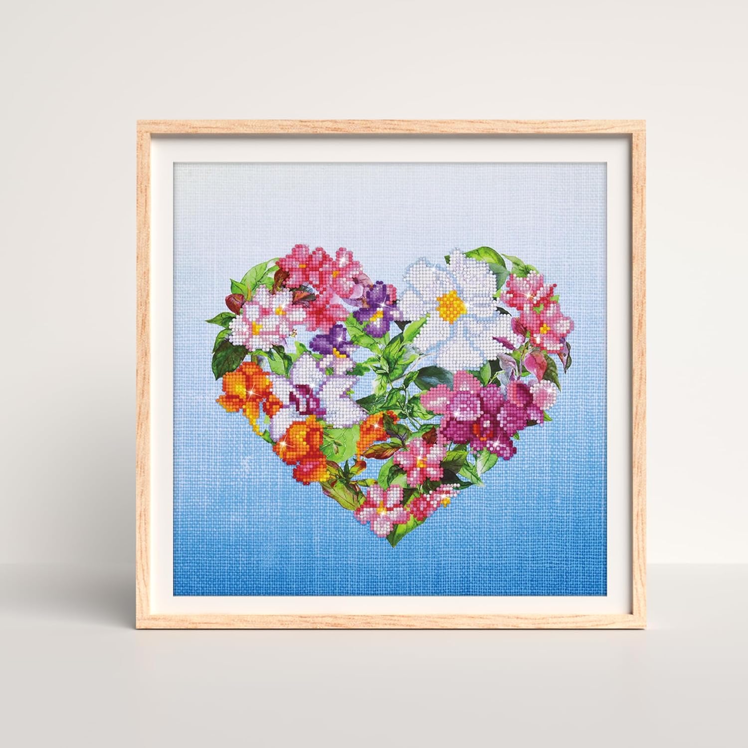 DIAMON DOT Flowe Hear wit Fram Flora Diamon Paintin Kit fo Adult Diamon Ar Kit Relaxin Creativ Craf Ki wit Dot Gem 14.5inchx14.5inch