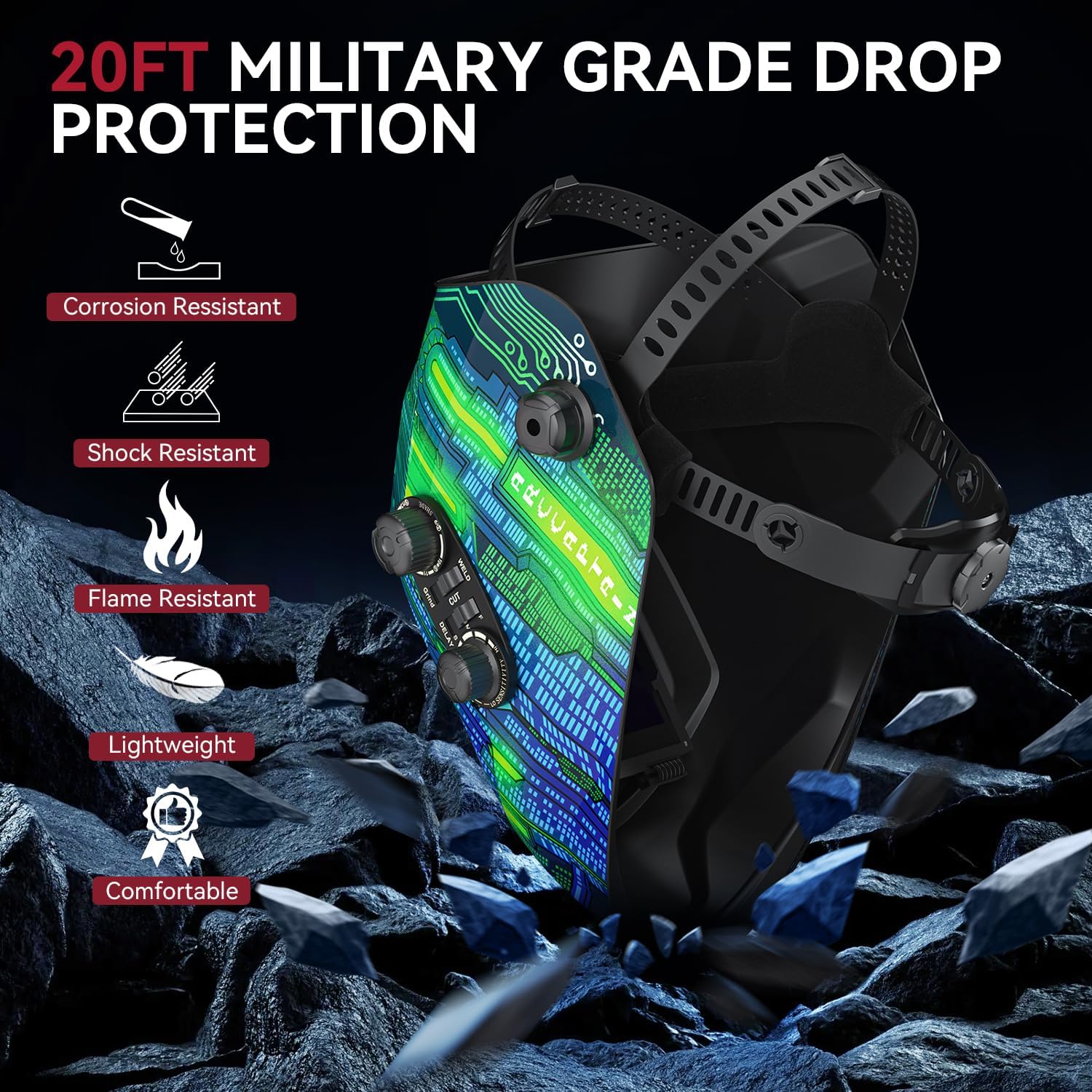 ARCCAPTAIN 3.94inchX3.66inch Large Viewing Screen Welding Helmet True Color Auto Darkening Welding Hood, Solar Powered 4 Arc Sensor, Wide Shade 4-5/5-9/9-13 for ARC TIG MIG Welding Mask(Cyber City Design)