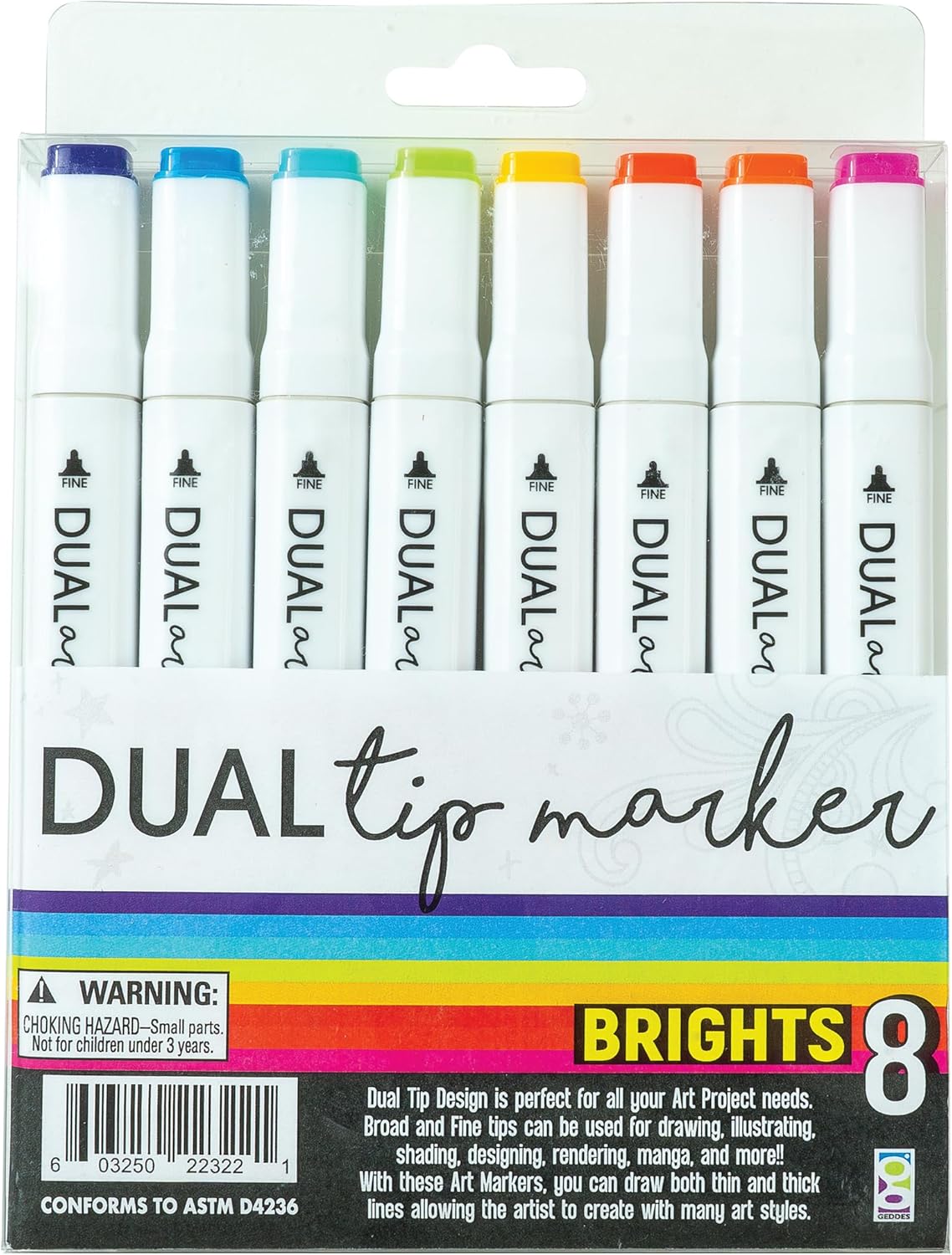 Raymon Gedde Brigh Dua Ti Marker Pac o 1 Set Permanen Ar Supplie wit Fin Chise Tip fo Drawing Coloring Illustration