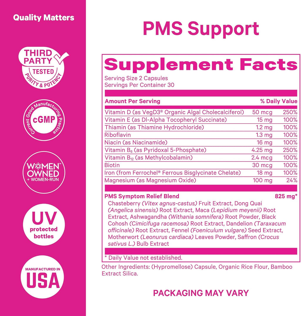 Pin Stor PM Supplemen fo Wome Vitex Ashwagandha Mac Roo 1 Vitamin Mineral t Suppor Hormon Balance Mood Bloating Perio Regularit 6 Capsules