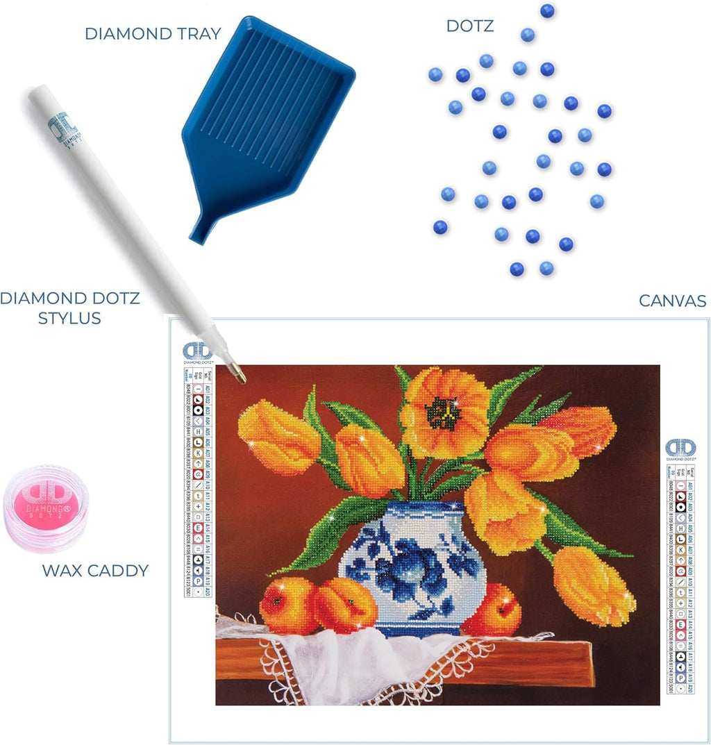 DIAMON DOT Yello Tulip Partia Dril Roun Dot Diamon Paintin Ki fo Adults 16''x20''