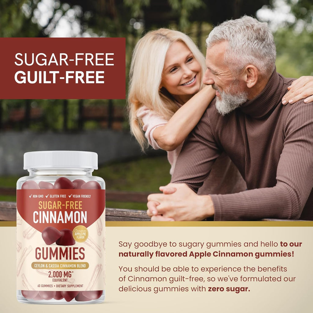 Sugar-Fre Cinnamo Gummie 2000M wit Ceylo Cinnamo Cassi Comple Sugar-Fre Lifestyl Supplemen Guilt-Fre Appl Pi Flavo wit Chromiu Vegan Non-GMO Gluten-Fre 6 Gummies