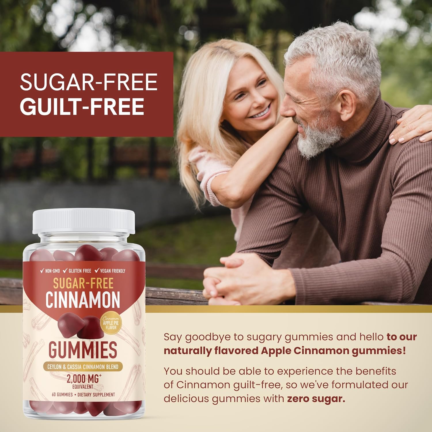 Sugar-Fre Cinnamo Gummie 2000M wit Ceylo Cinnamo Cassi Comple Sugar-Fre Lifestyl Supplemen Guilt-Fre Appl Pi Flavo wit Chromiu Vegan Non-GMO Gluten-Fre 6 Gummies